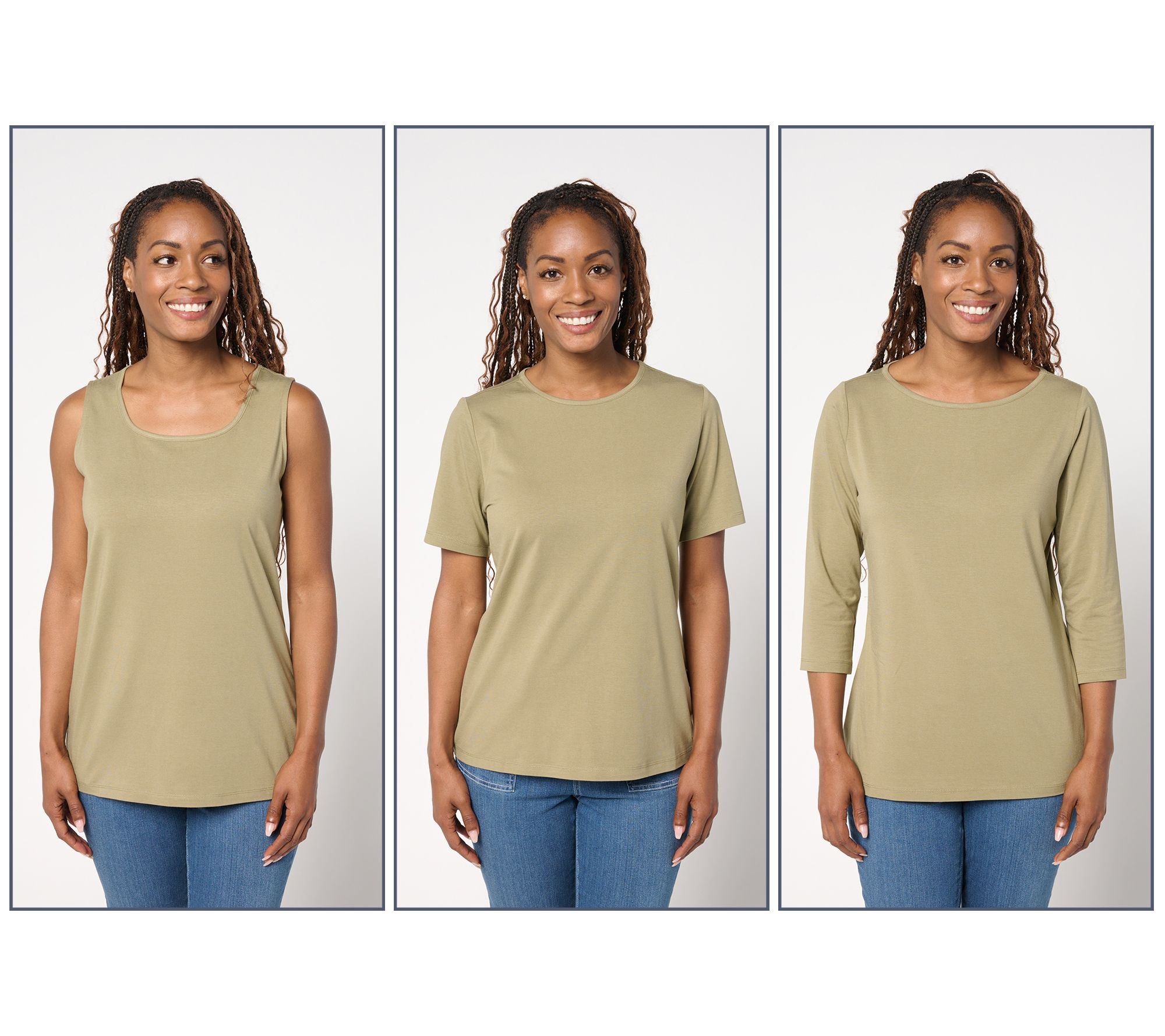 "As Is" Denim & Co. Essentials So Soft Jersey Variety 3-Pack Tops