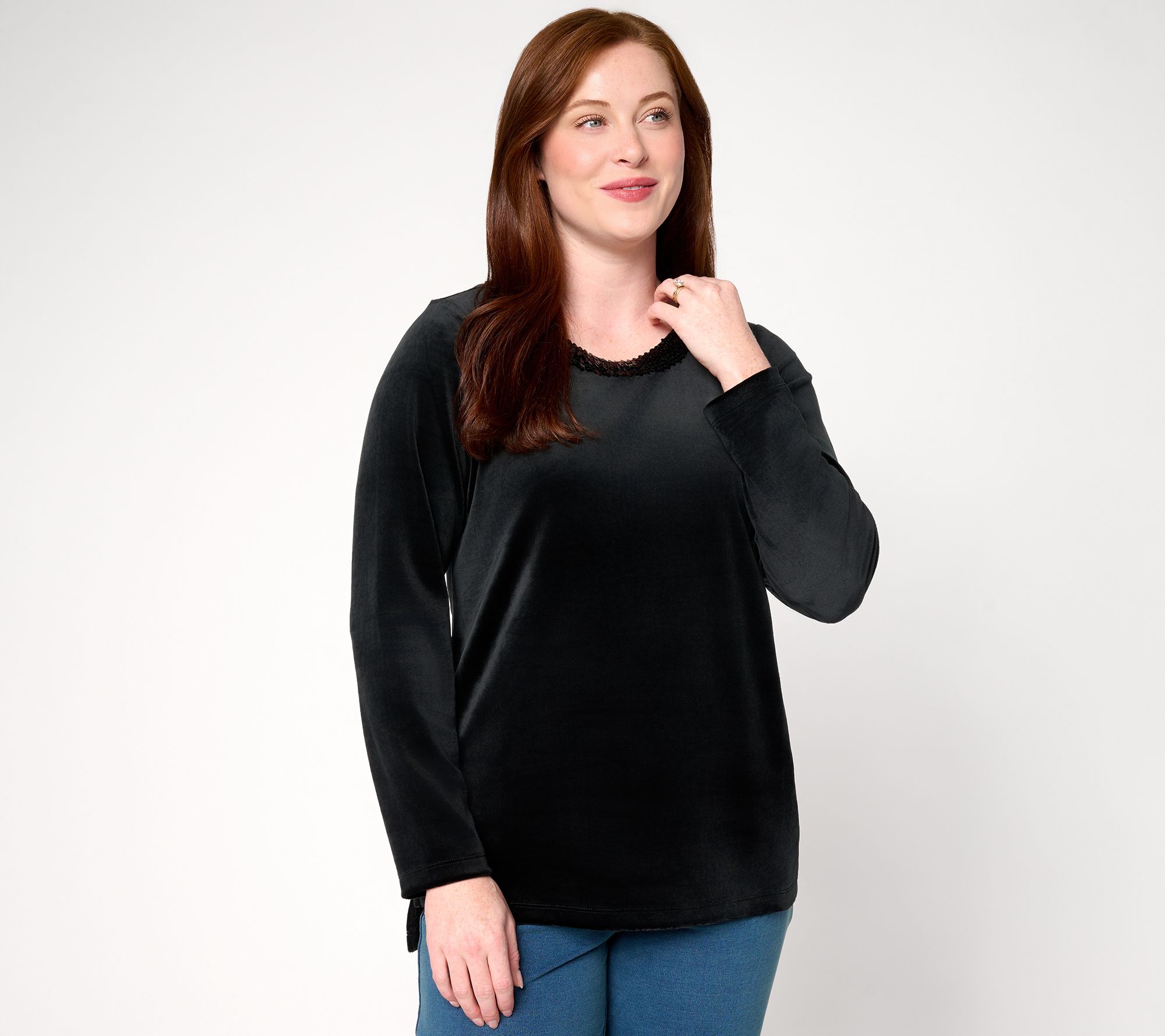 Quacker Factory Sequin Glam Velour High/Low Top