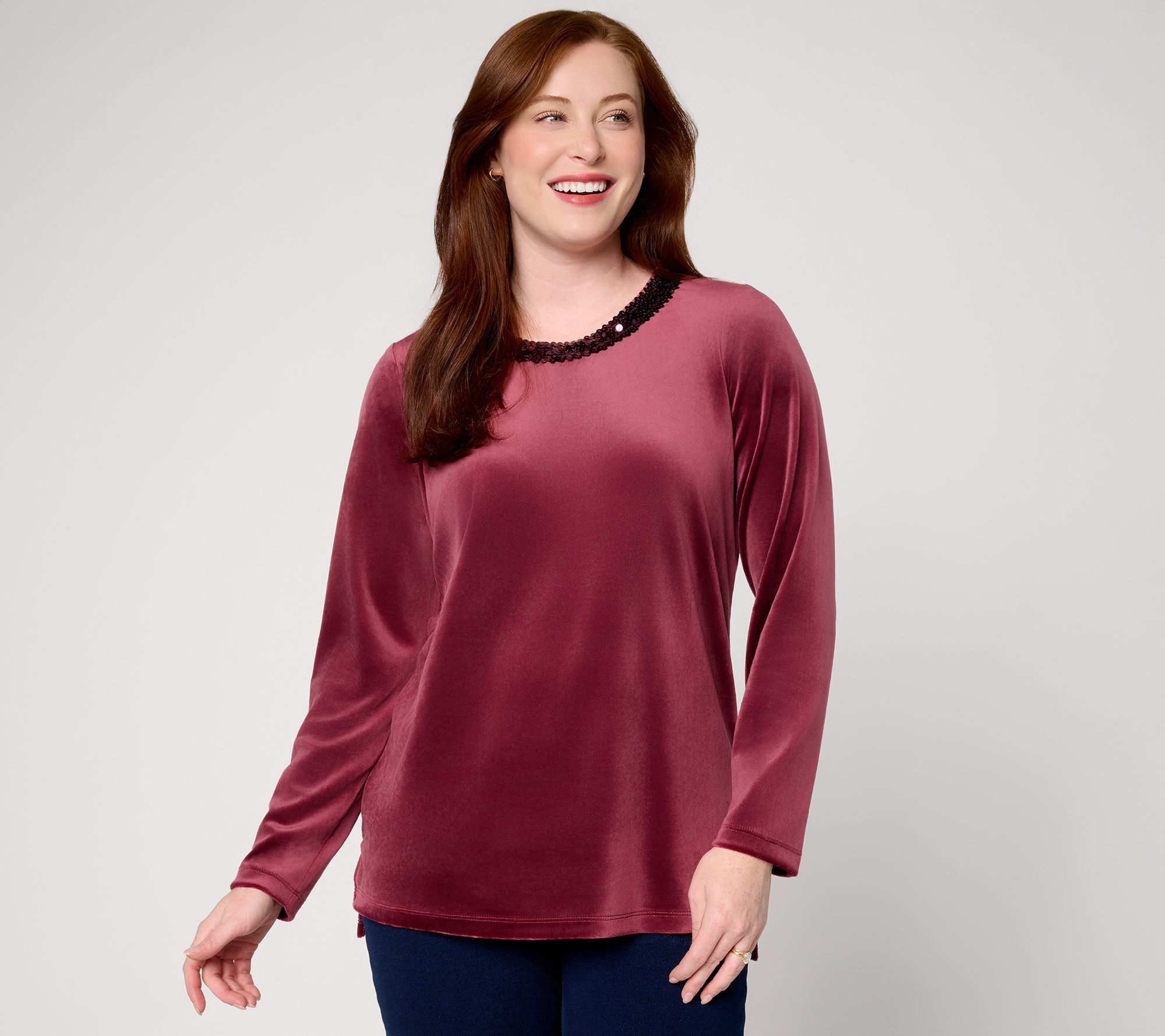 Quacker Factory Sequin Glam Velour High/Low Top