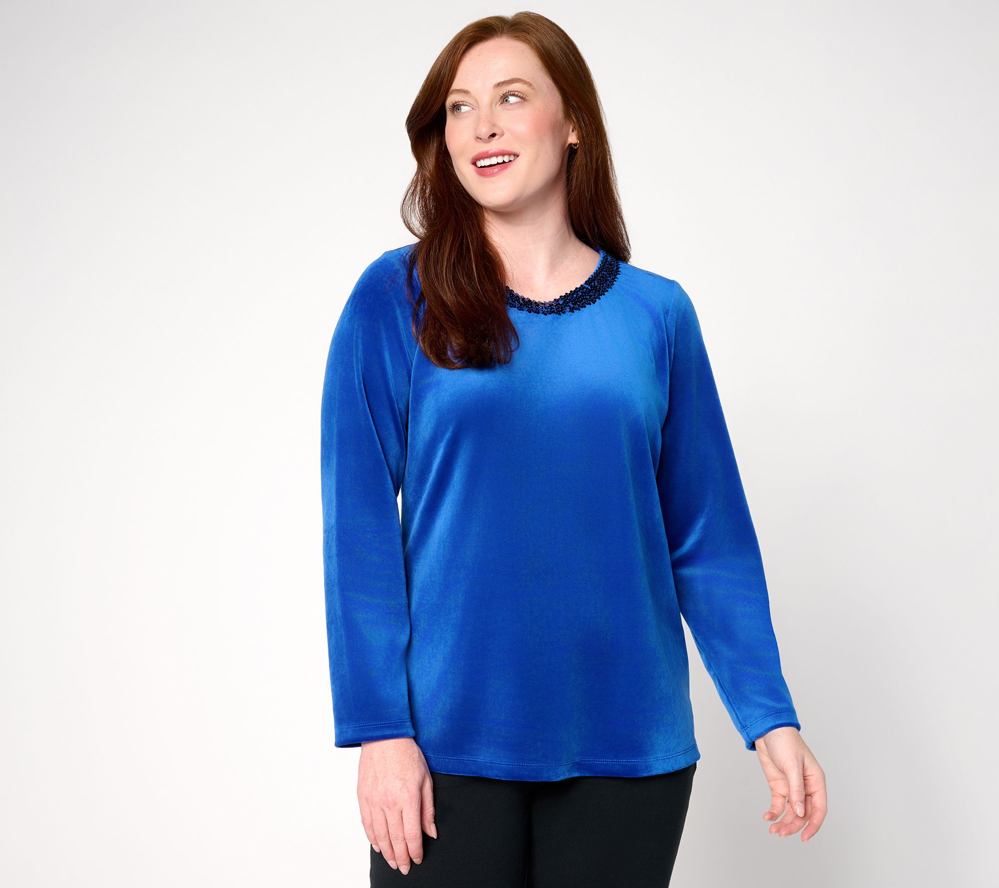 Quacker Factory Sequin Glam Velour High/Low Top