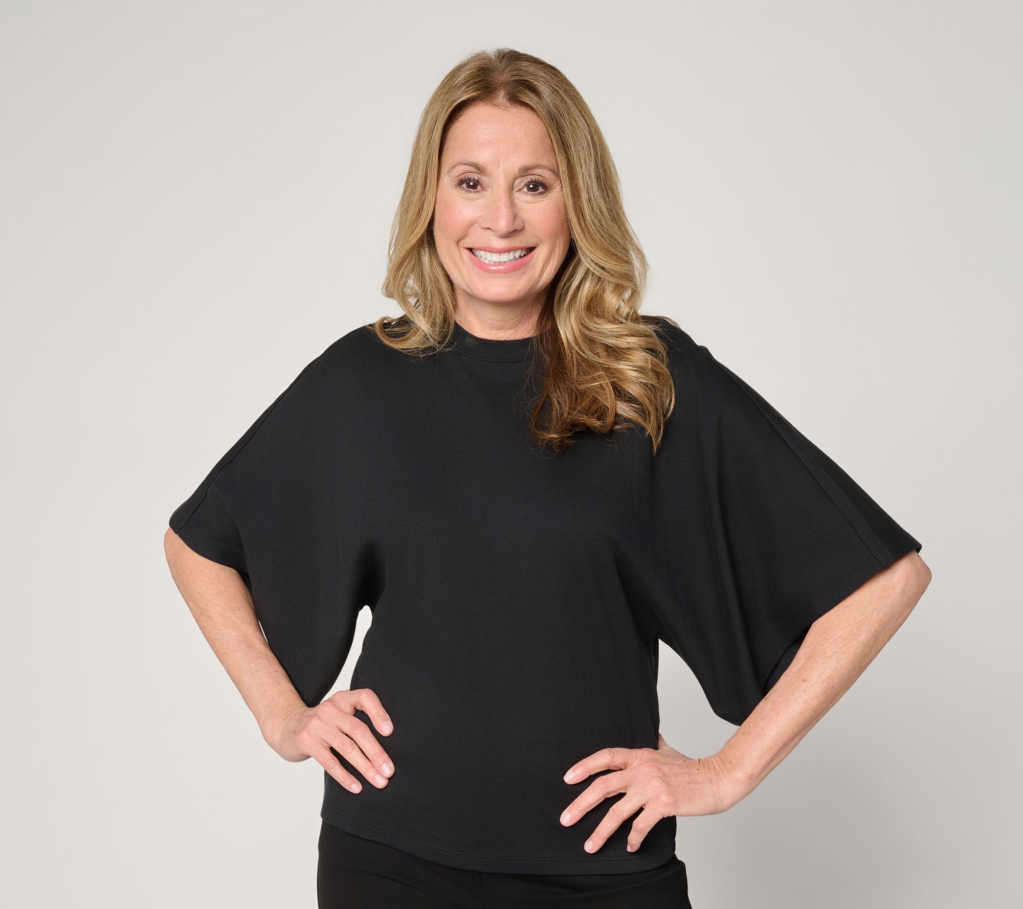 Carla Rockmore Collection 100% Cotton Crew Neck Batwing Slv Tee