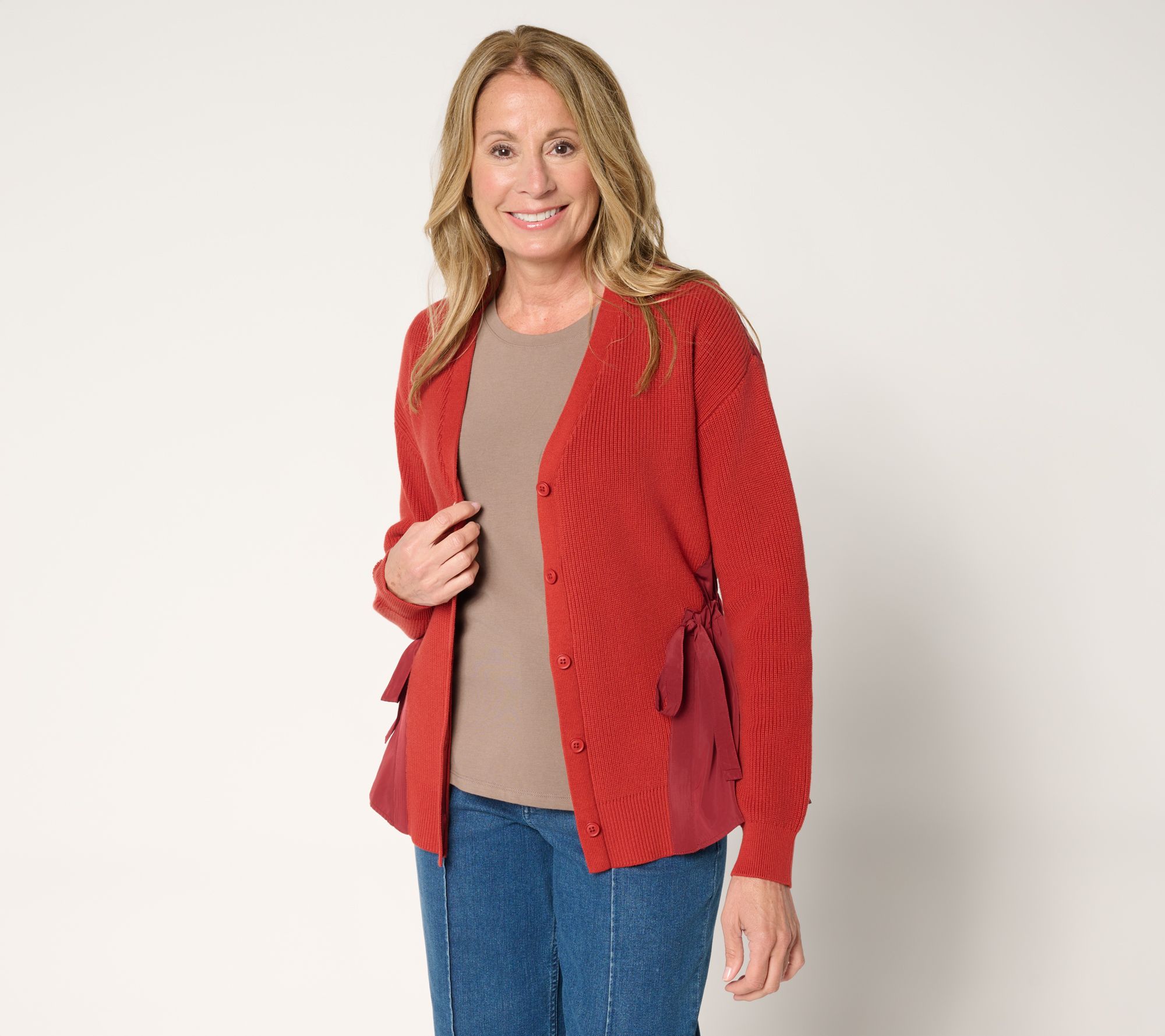 "As Is" LOGO by Lori Goldstein Mix Media Cardigan