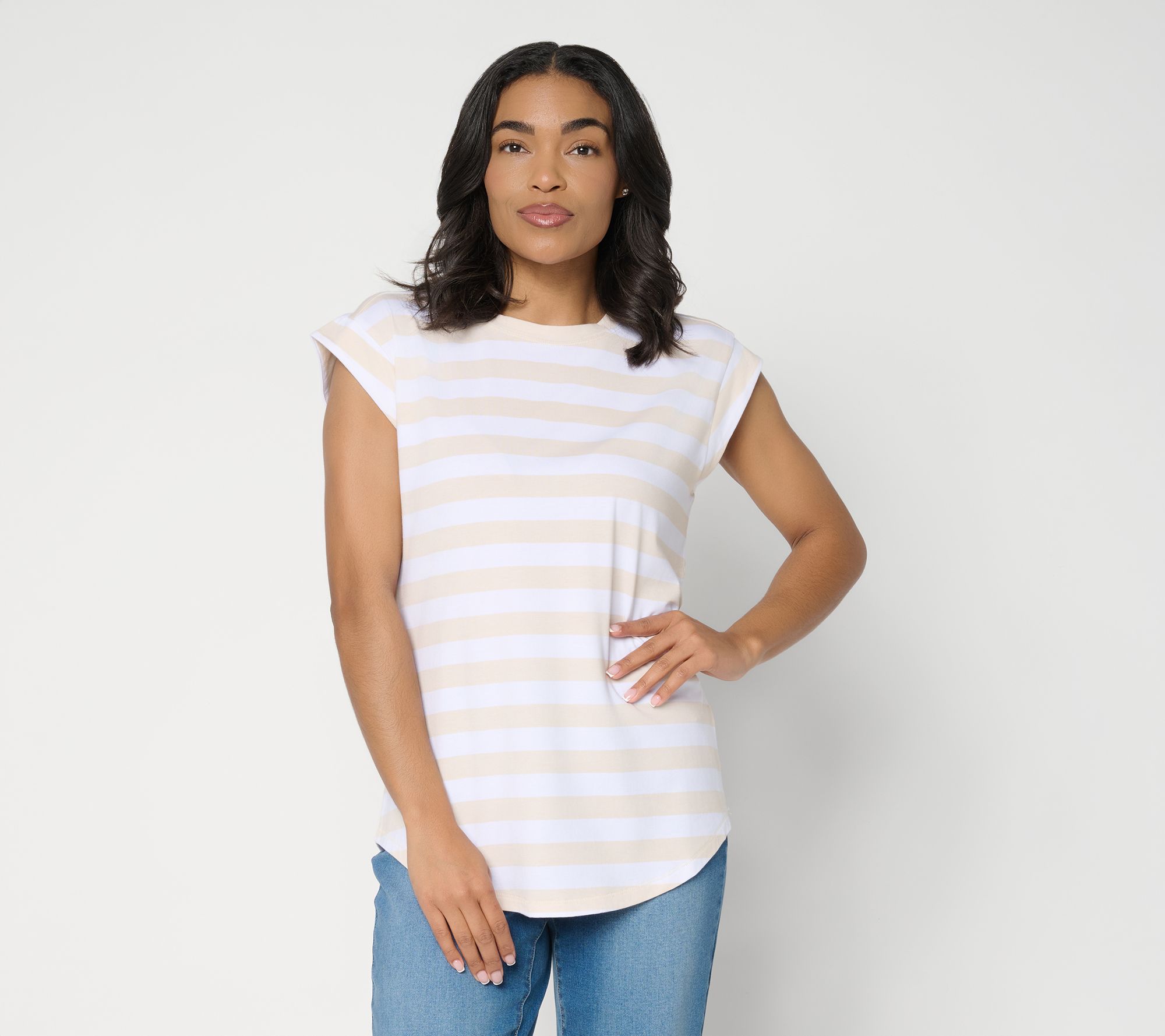 AnyBody Cozy Knit Jersey Striped Muscle Tee