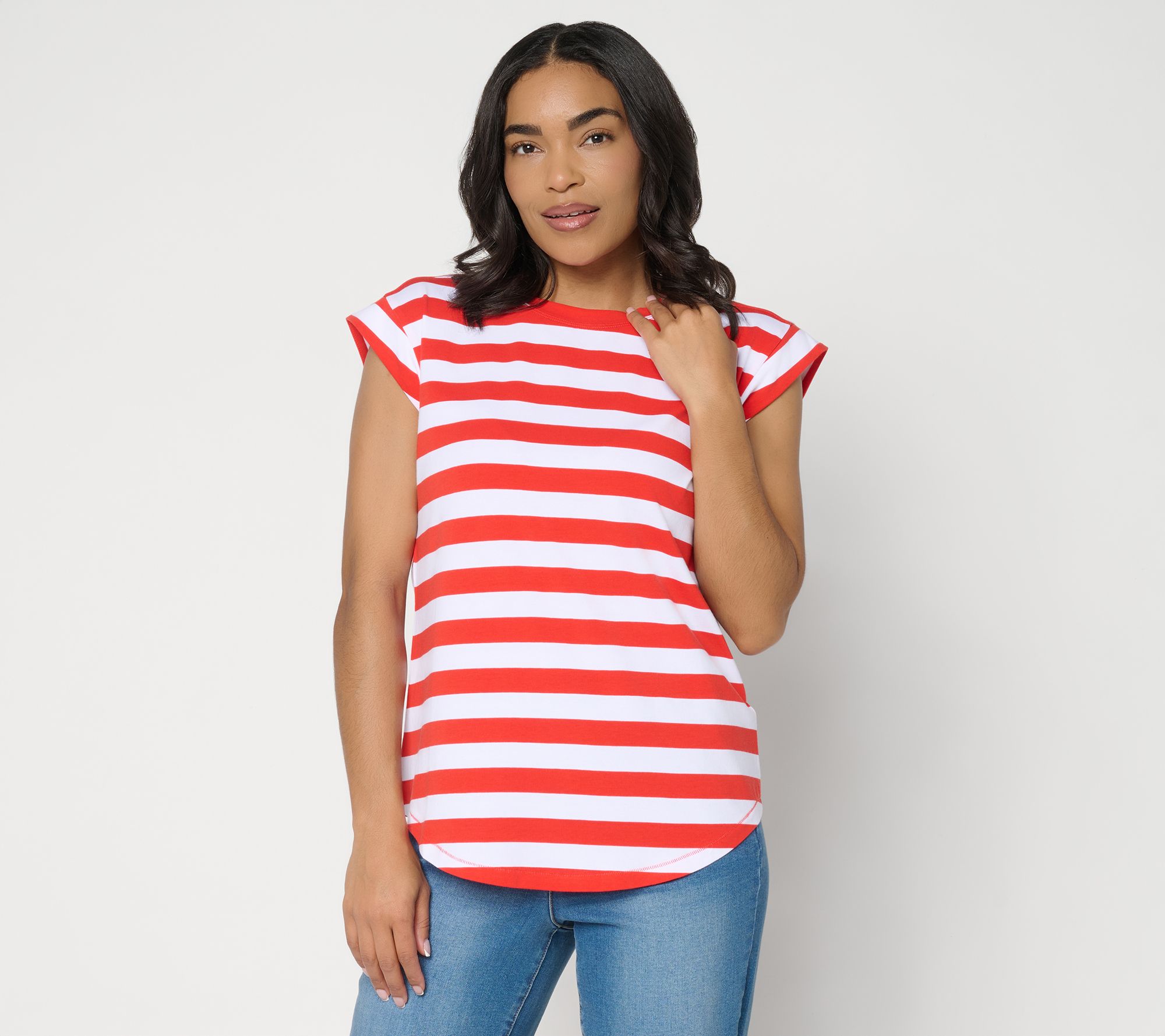 AnyBody Cozy Knit Jersey Striped Muscle Tee
