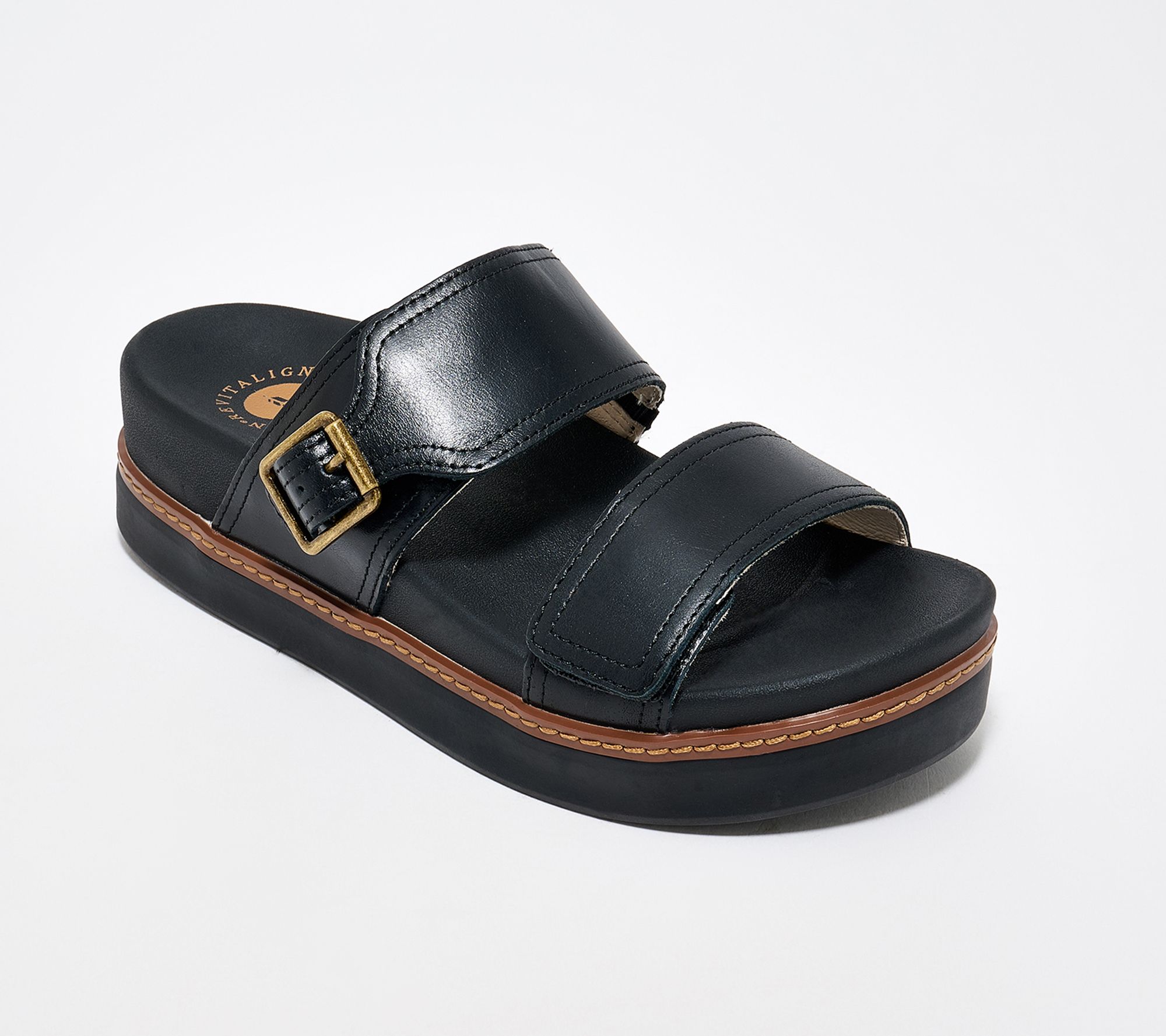 Revitalign Leather Adjustable Slide Sandals - Nova Jane