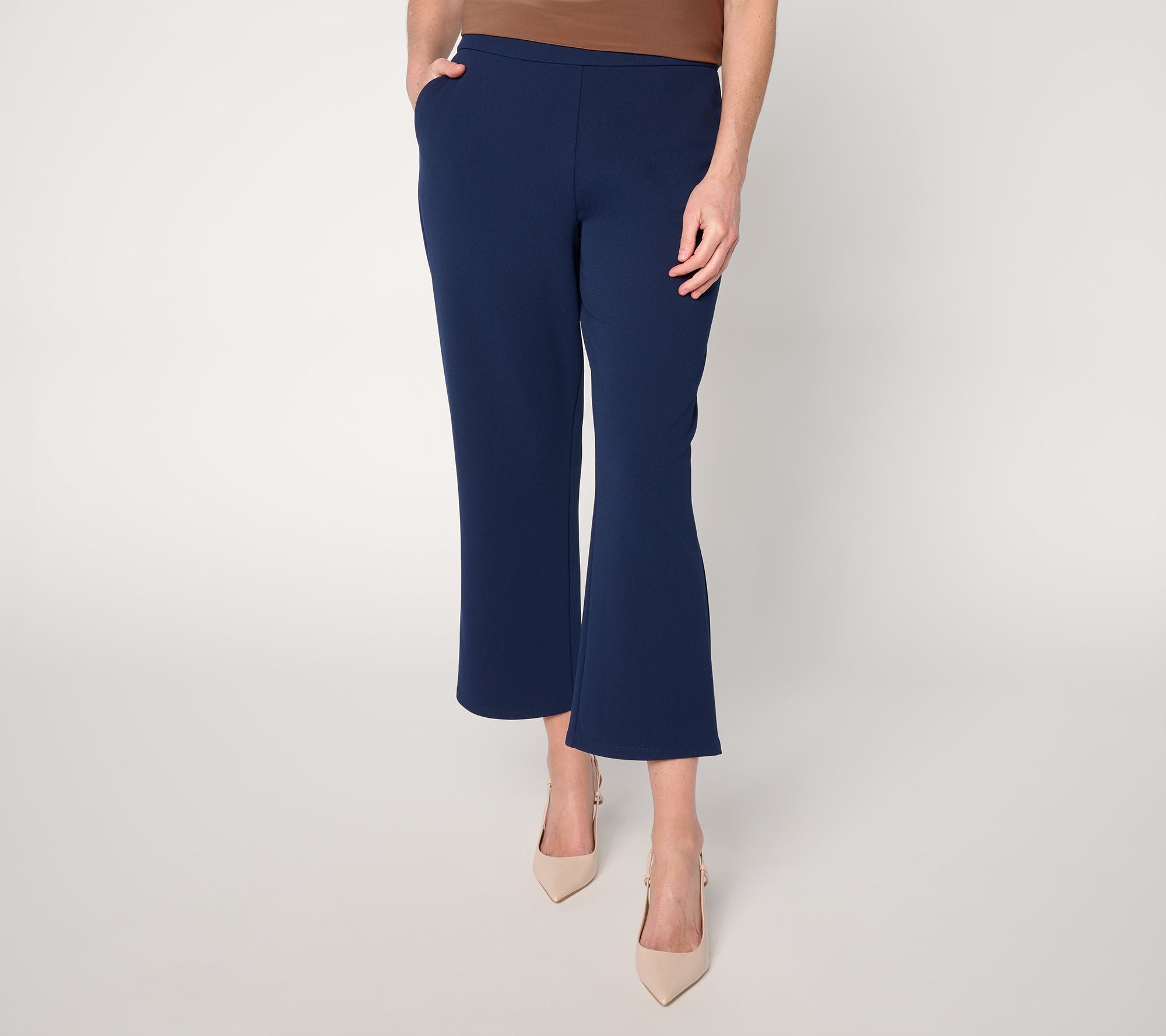 Dennis Basso Petite Luxe Crepe Cropped Pant w/ Mini Flare