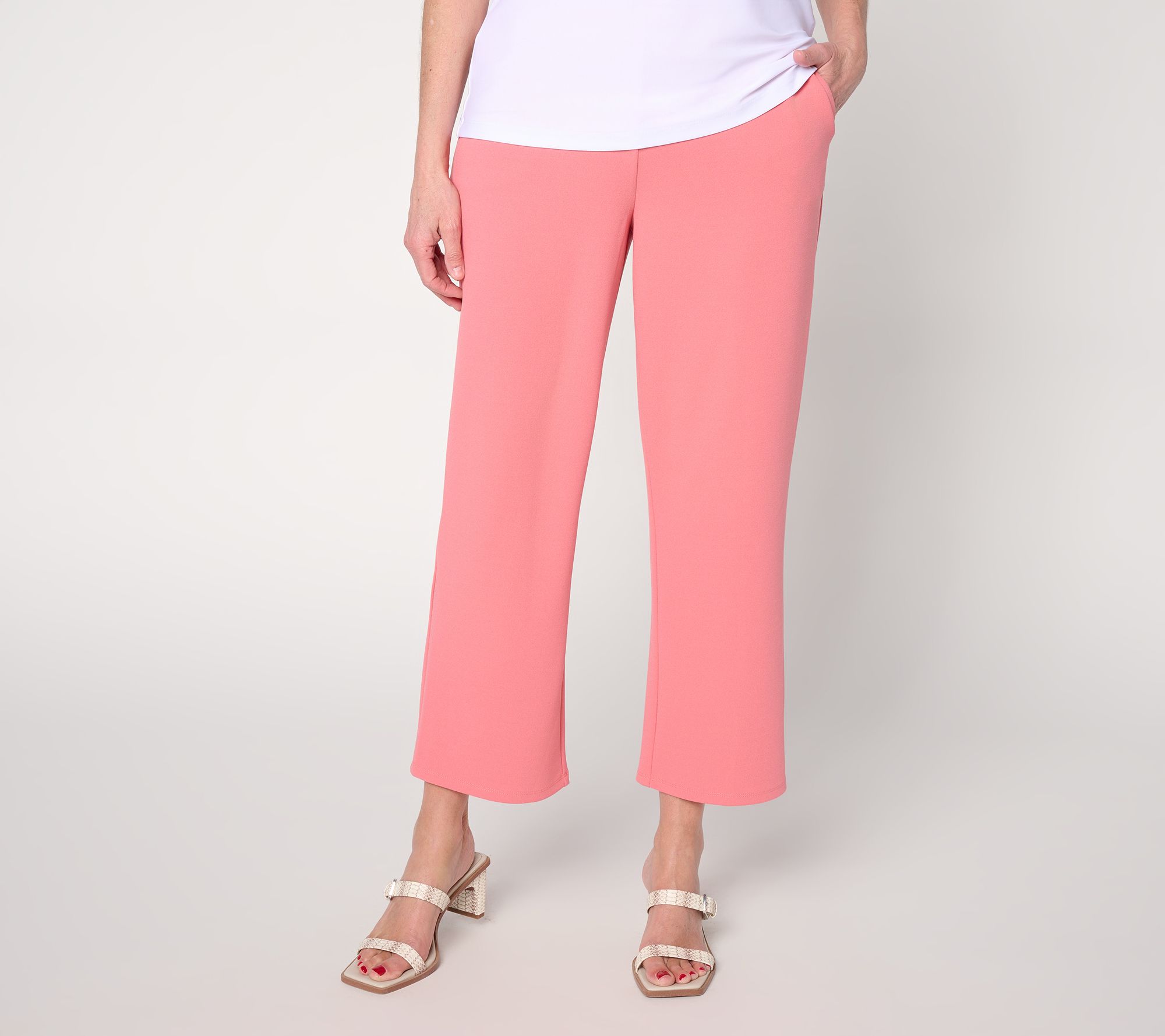 Dennis Basso Petite Luxe Crepe Cropped Pant w/ Mini Flare
