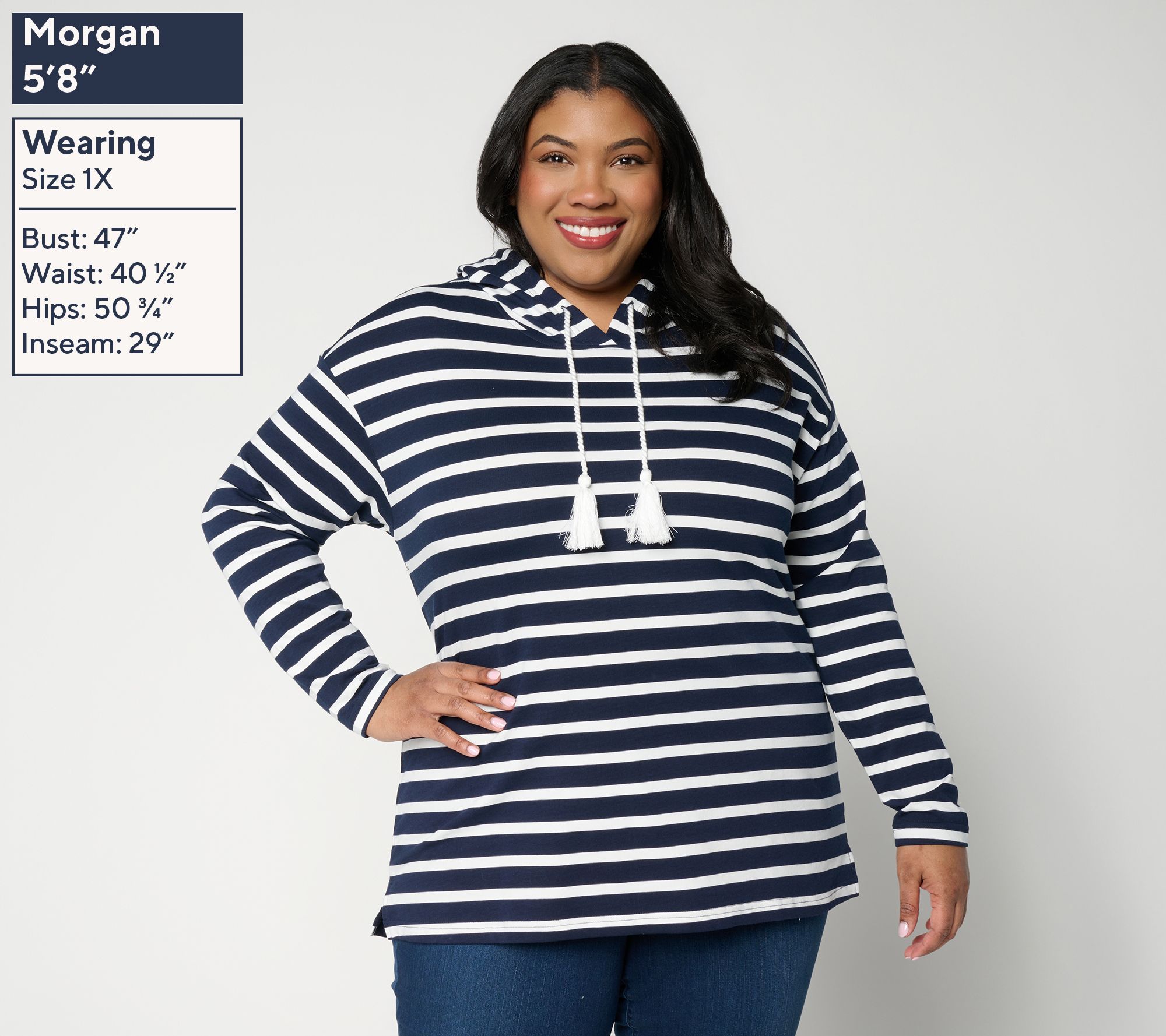Liberty Belles by Kim Gravel French Terry Coastal Stripe Hoodie