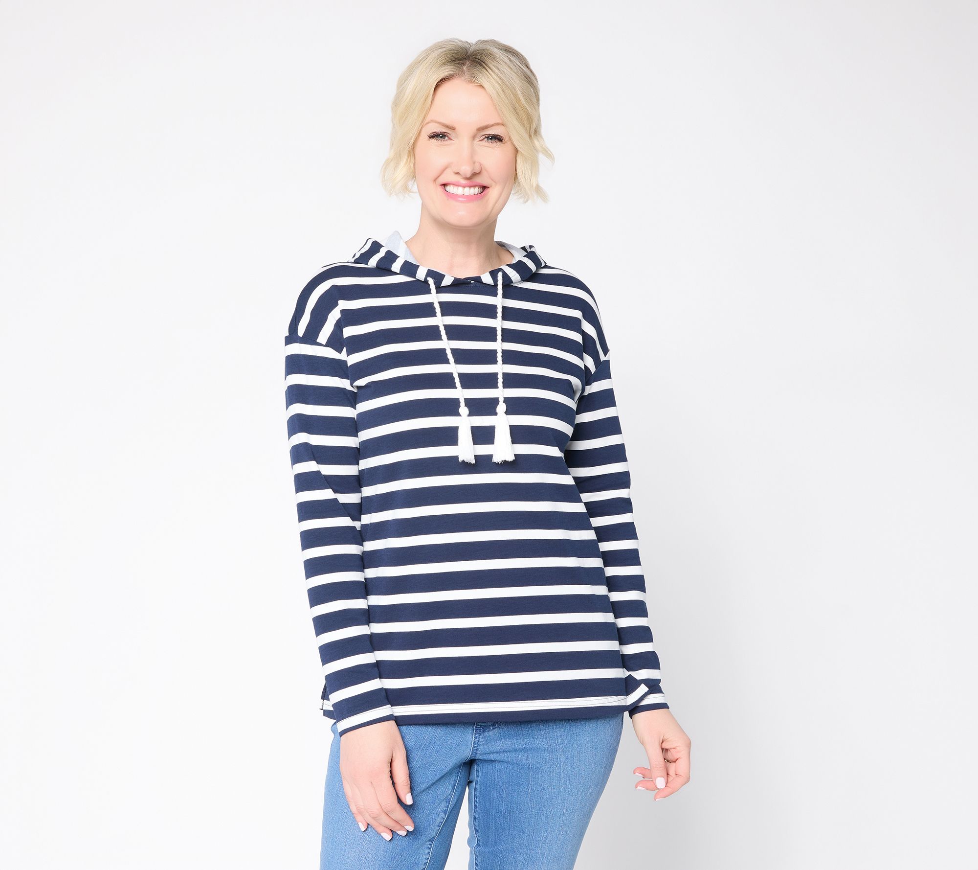 Liberty Belles by Kim Gravel French Terry Coastal Stripe Hoodie