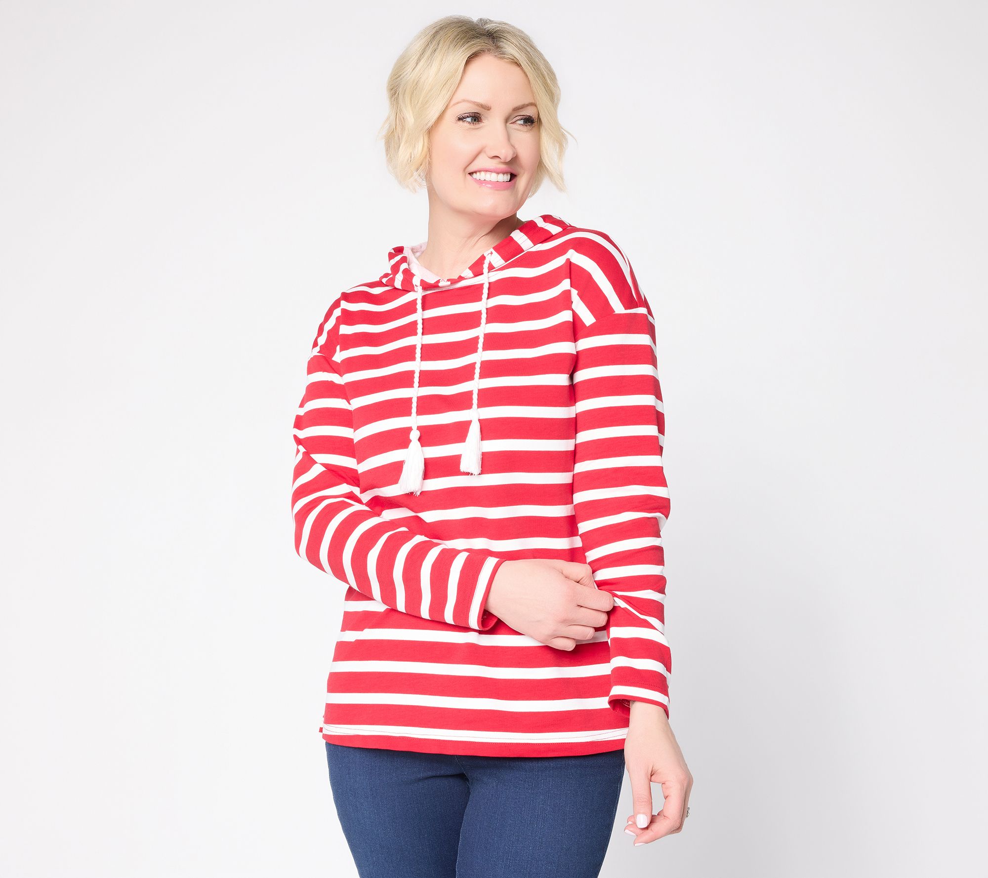 Liberty Belles by Kim Gravel French Terry Coastal Stripe Hoodie
