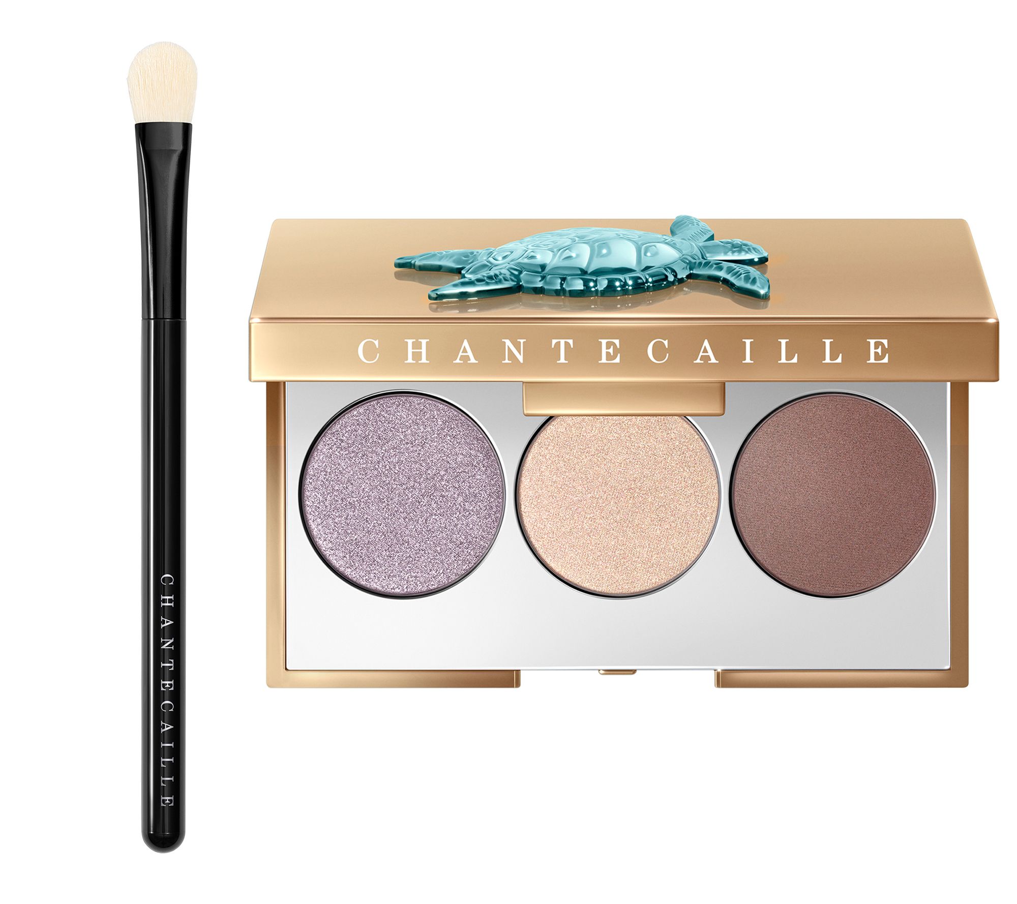 Chantecaille Sea Turtle Eye Shadow Trio Cool + Brush