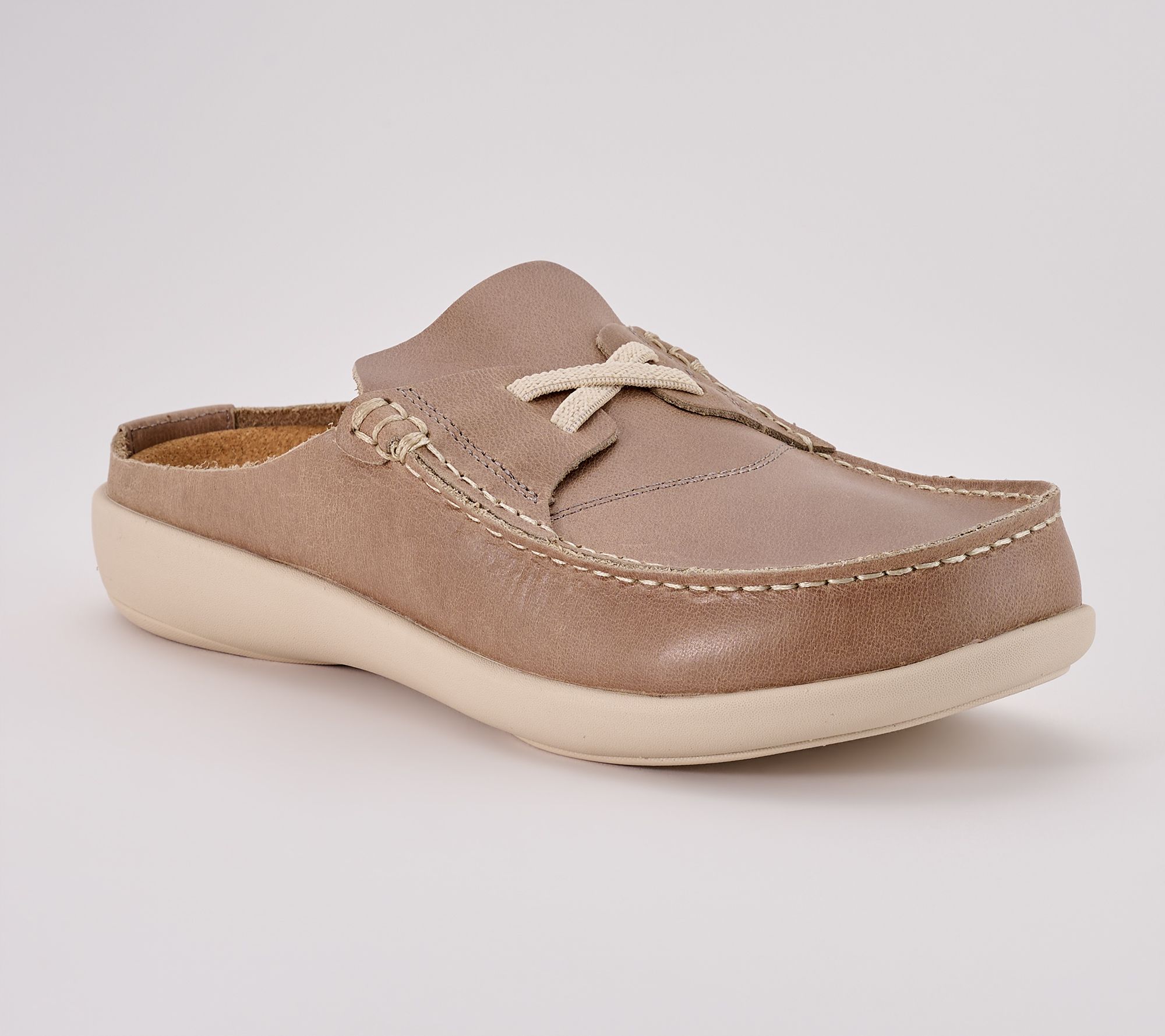 Riu リウ Quilting leather mule Rちゃん Revitalign Orthotic Leather Nautical Mules Siesta Leeward - QVC.com