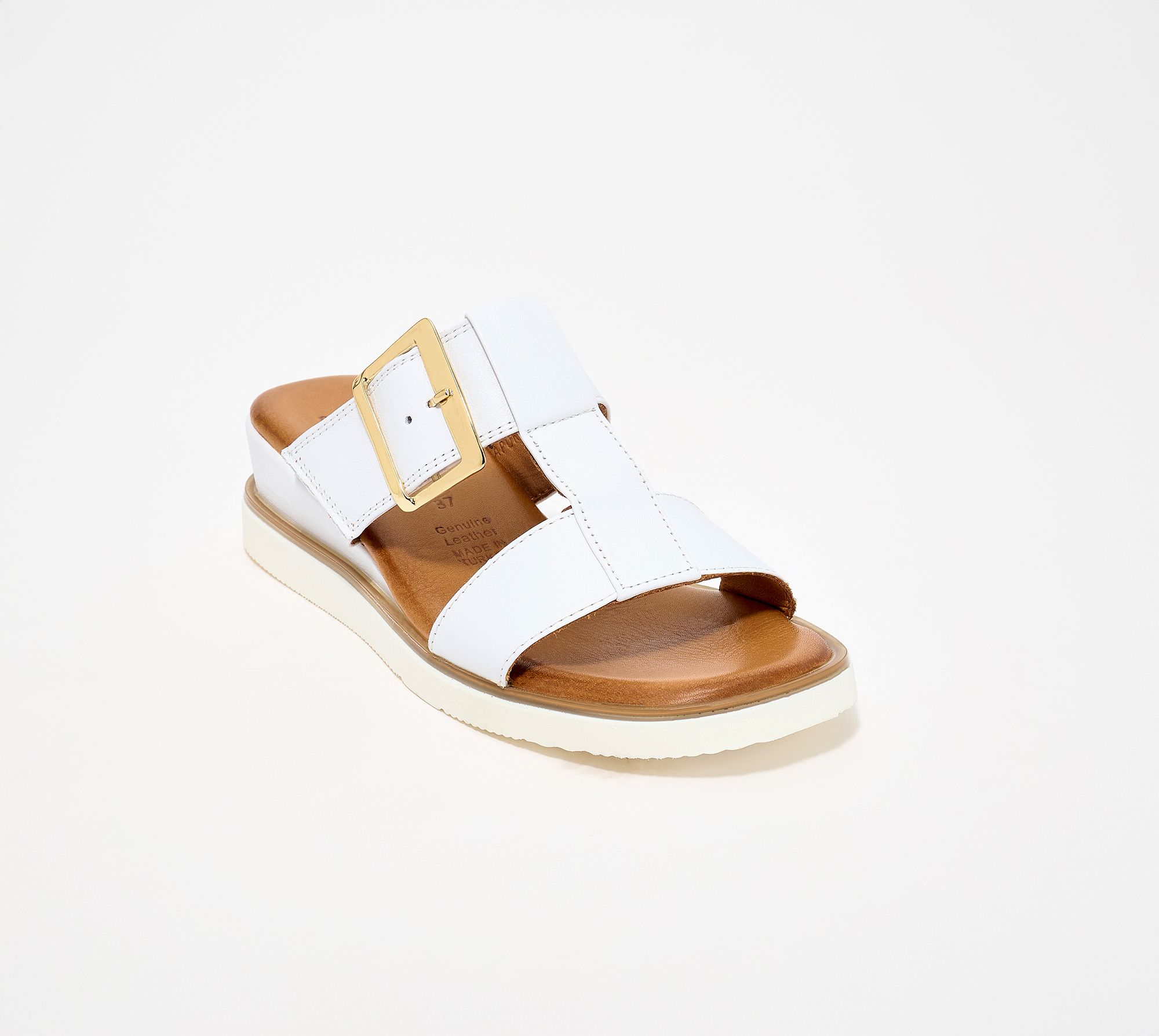Spring Step Leather Slide Sandals - Seaport