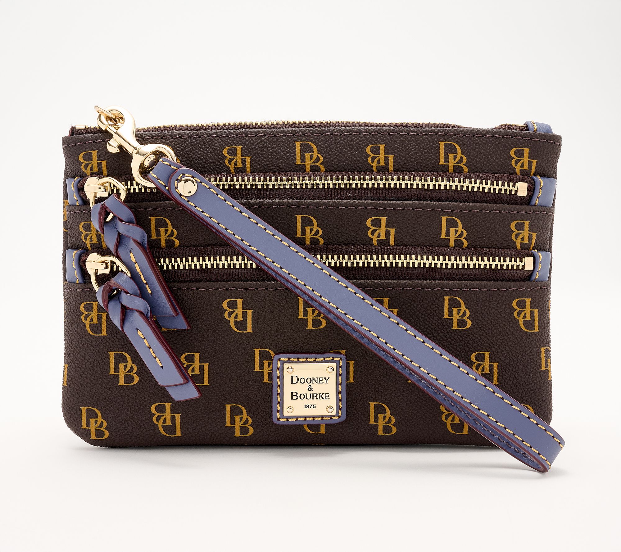 "As Is" Dooney & Bourke Greta Coated Cotton Triple Zip Wristlet