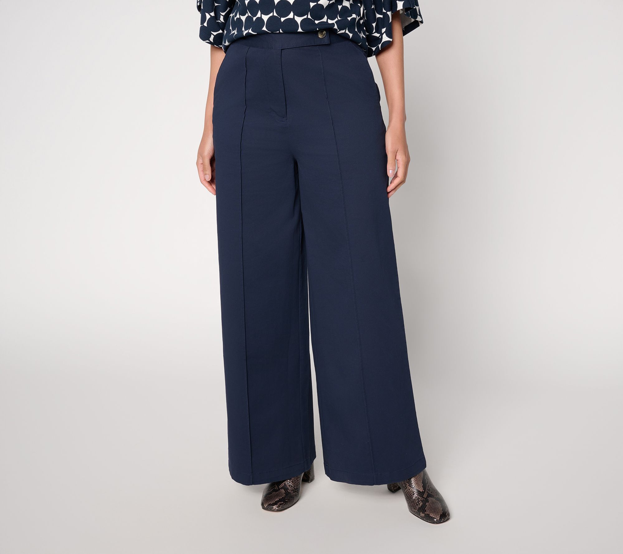 "As Is" Carla Rockmore Collection Pet Stretch Twill Wide Leg Pants