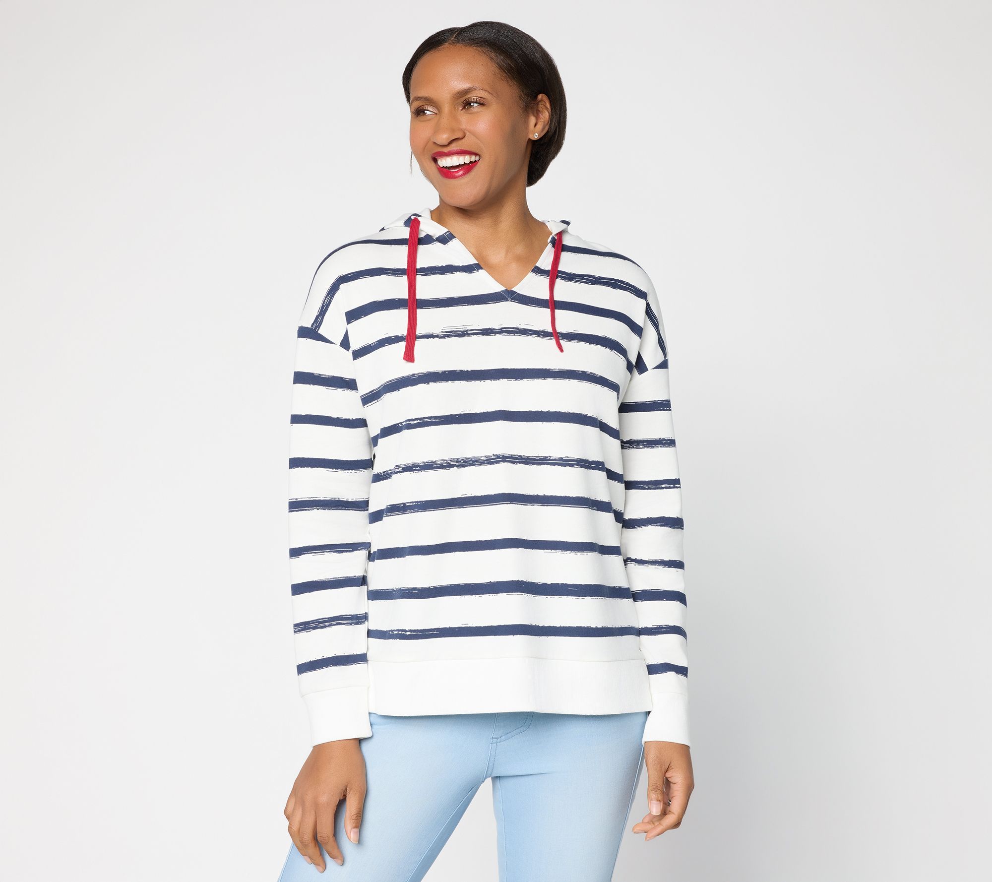 "As Is" Belle by Kim Gravel French Terry Boardwalk Stripe Hoodie
