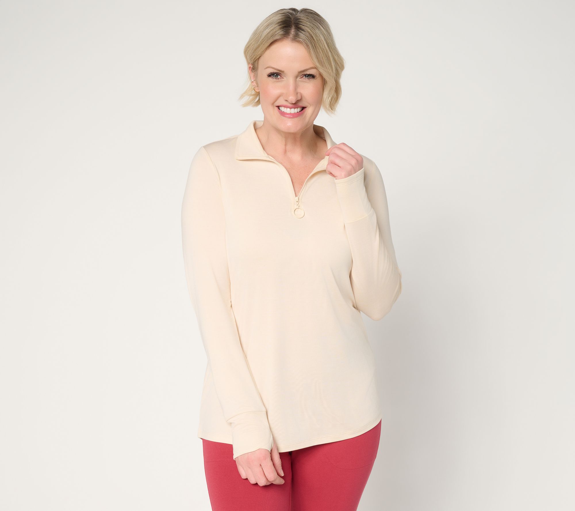 "As Is" Denim & Co. Active Cool to the Touch Half Zip Top