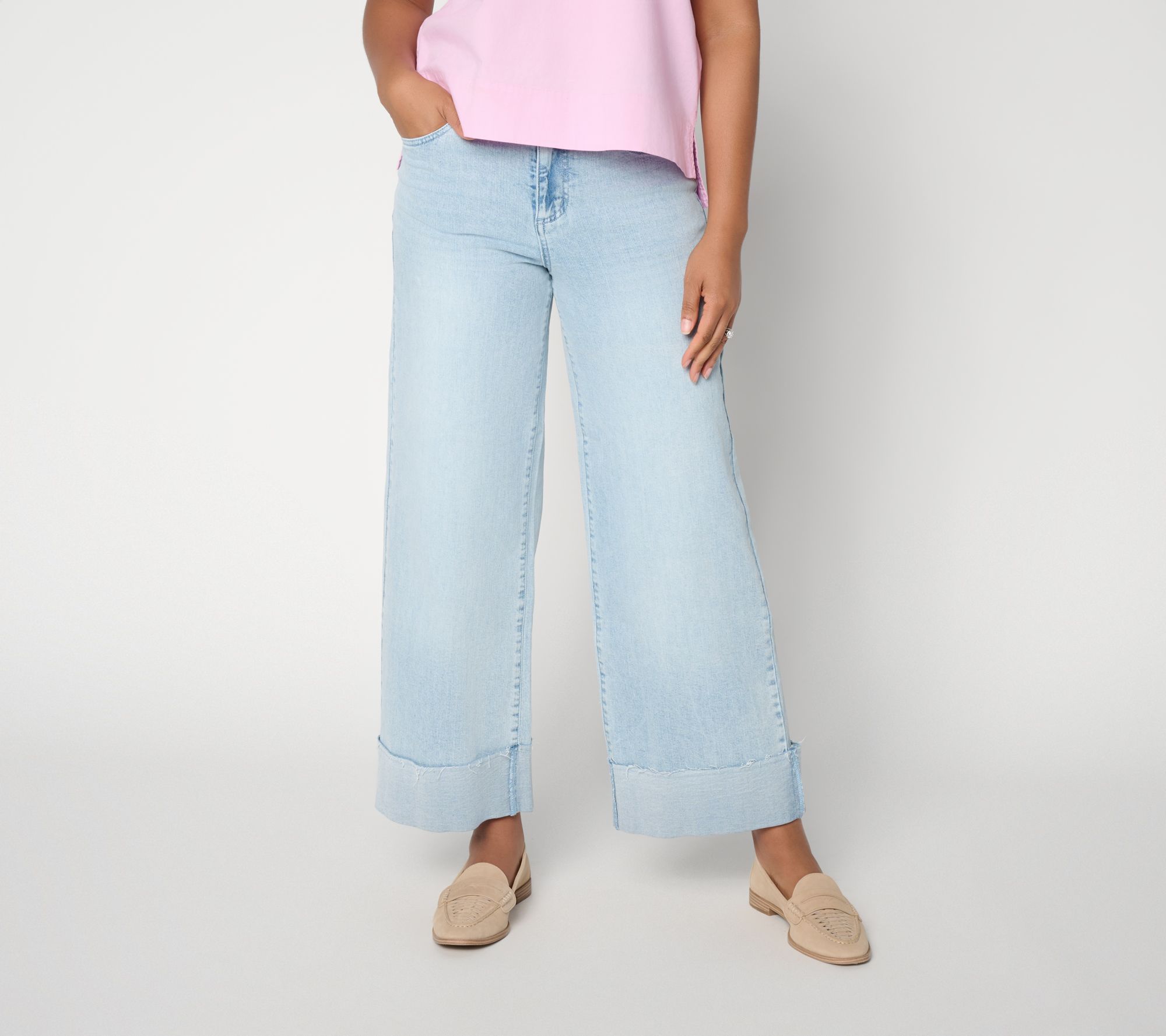 "As Is" Studio Park x Amy Stran Petite Indigo Raw Edge Cuff Ankle Jean