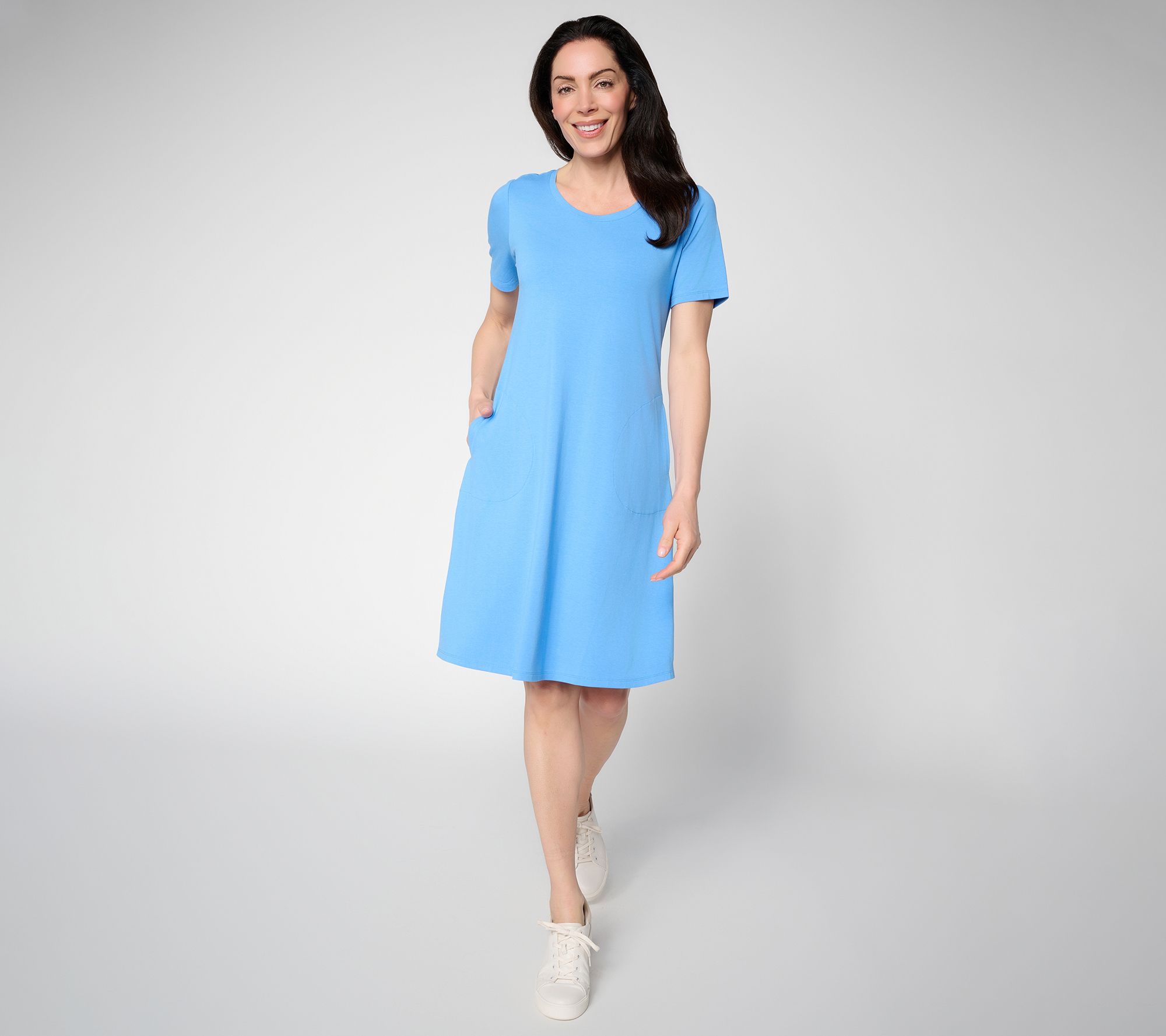 "As Is" Denim & Co. Petite So Soft Jersey Short Sleeve Dress