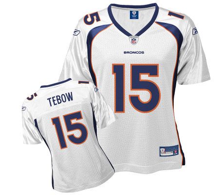 NFL Denver Broncos Tim Tebow Women's Replica White Jersey 