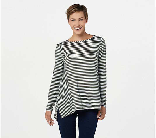 Lisa Rinna Collection Long Sleeve Striped Knit Top
