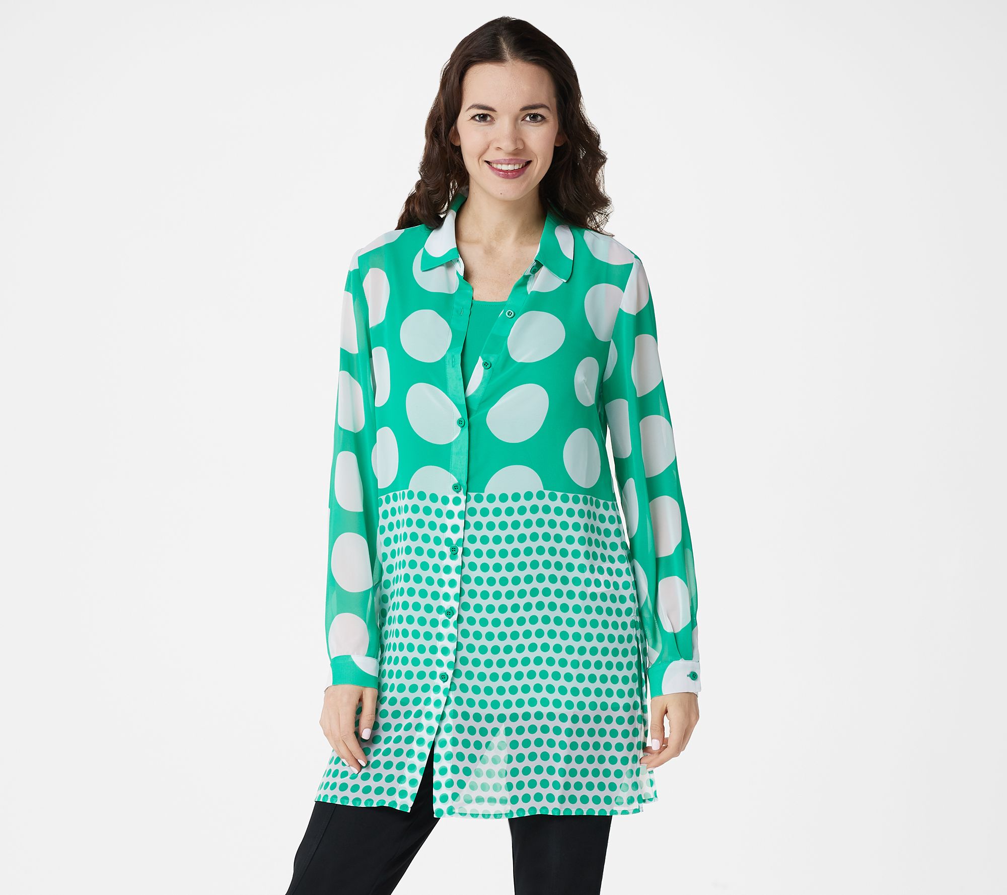 qvc susan graver polka dot top