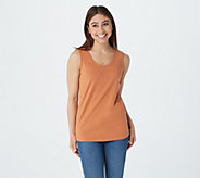 G.I.L.I. Sleeveless Curved Hem Knit Top with Scoop Neckline - A354269