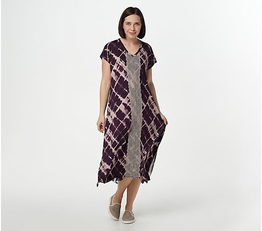 LOGO by Lori Goldstein Rayon 230 Oversized Dress w/ Lace Front