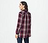 LOGO by Lori Goldstein Woven Plaid Button-Front Shirt w/ Lace, 1 of 3