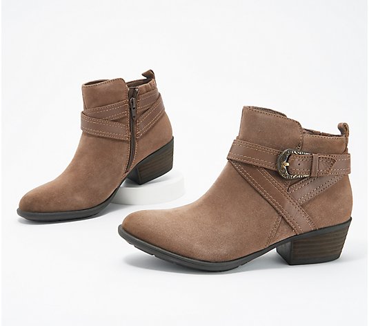 Earth Suede Ankle Boots with Strap - Peak Porter