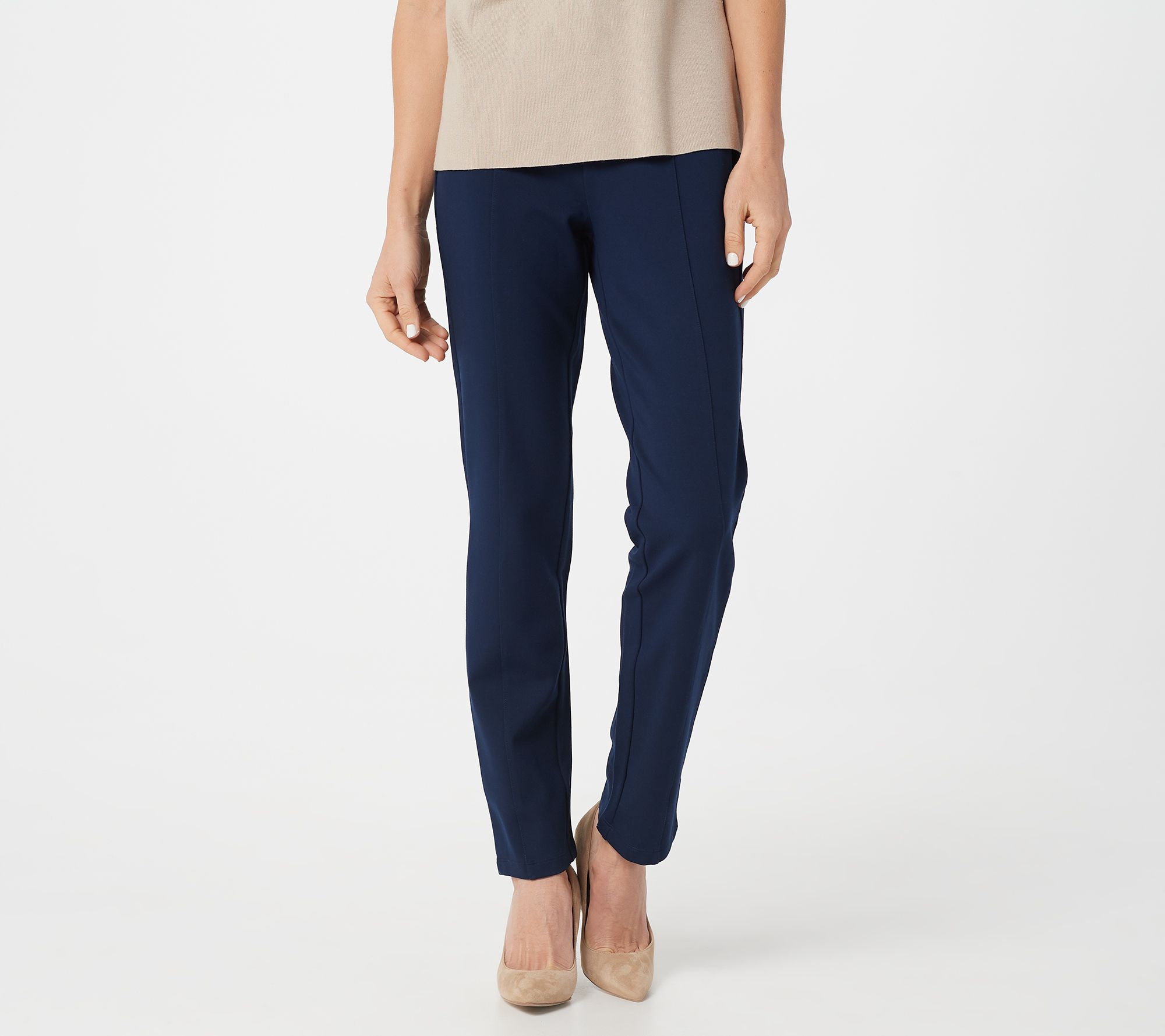 Susan Graver Regular Ponte Knit Pull-On Pants w/ Seam Detail