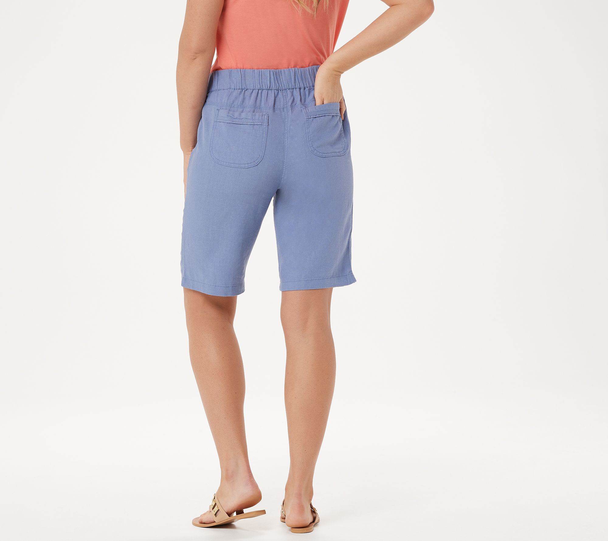 linen blend pull on shorts h&m