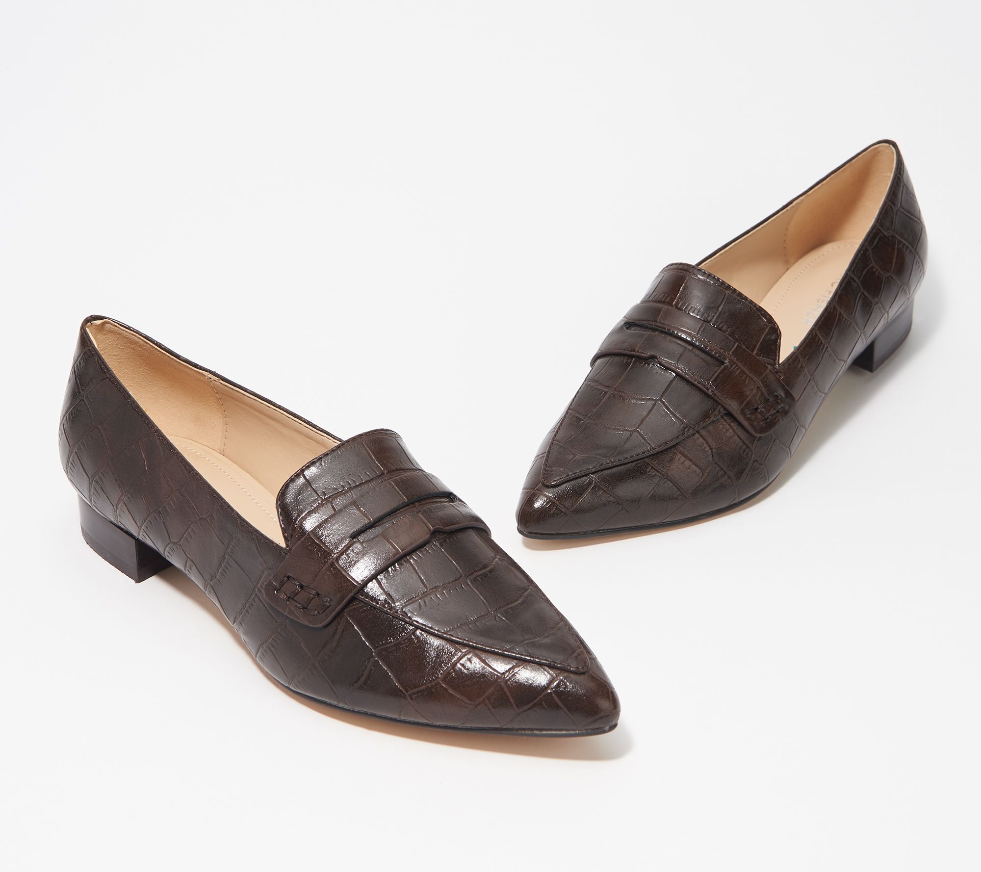 pointed toe penny loafers