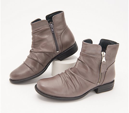 Miz Mooz Ruched Leather Wide Width Ankle Boots - Lucy