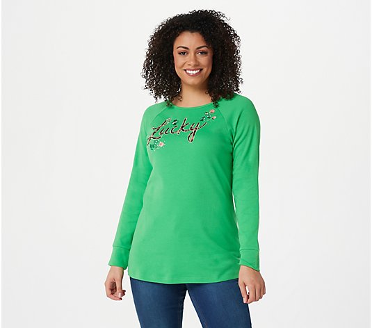 Quacker Factory Leopard Applique ` and Bling T-Shirt