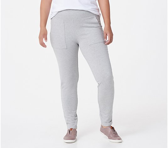 Denim & Co. Active Textured French Terry High Waist Slim Ankle Pants