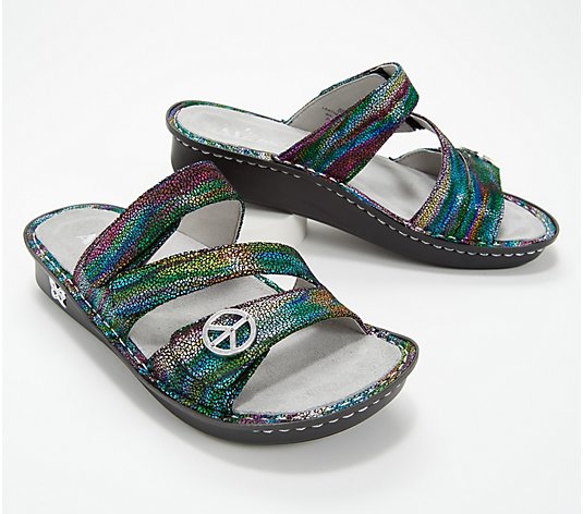 Alegria Leather Printed Slide Sandals - Betty