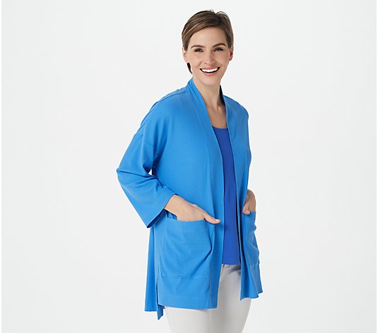 Isaac Mizrahi Live! Easy Ribbed Open Front Cardigan