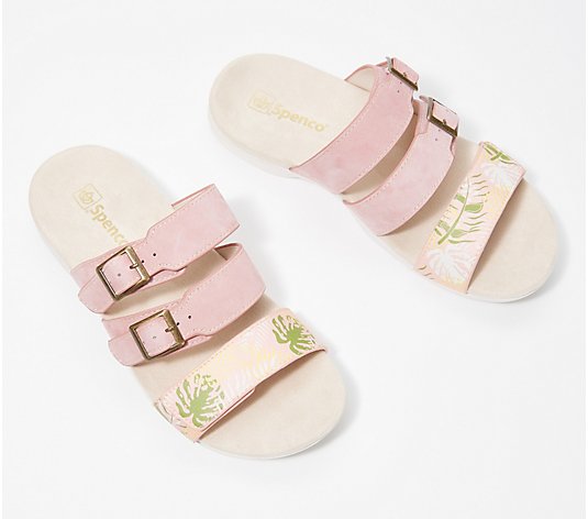 Spenco Orthotic Leather Slide Sandals - Orchid