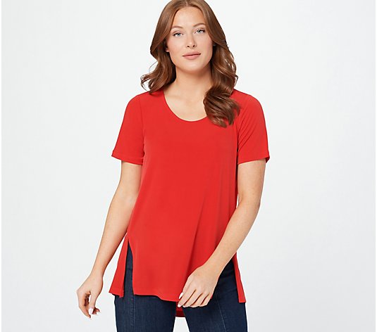 Susan Graver Every Day Liquid Knit Top with Side Slits