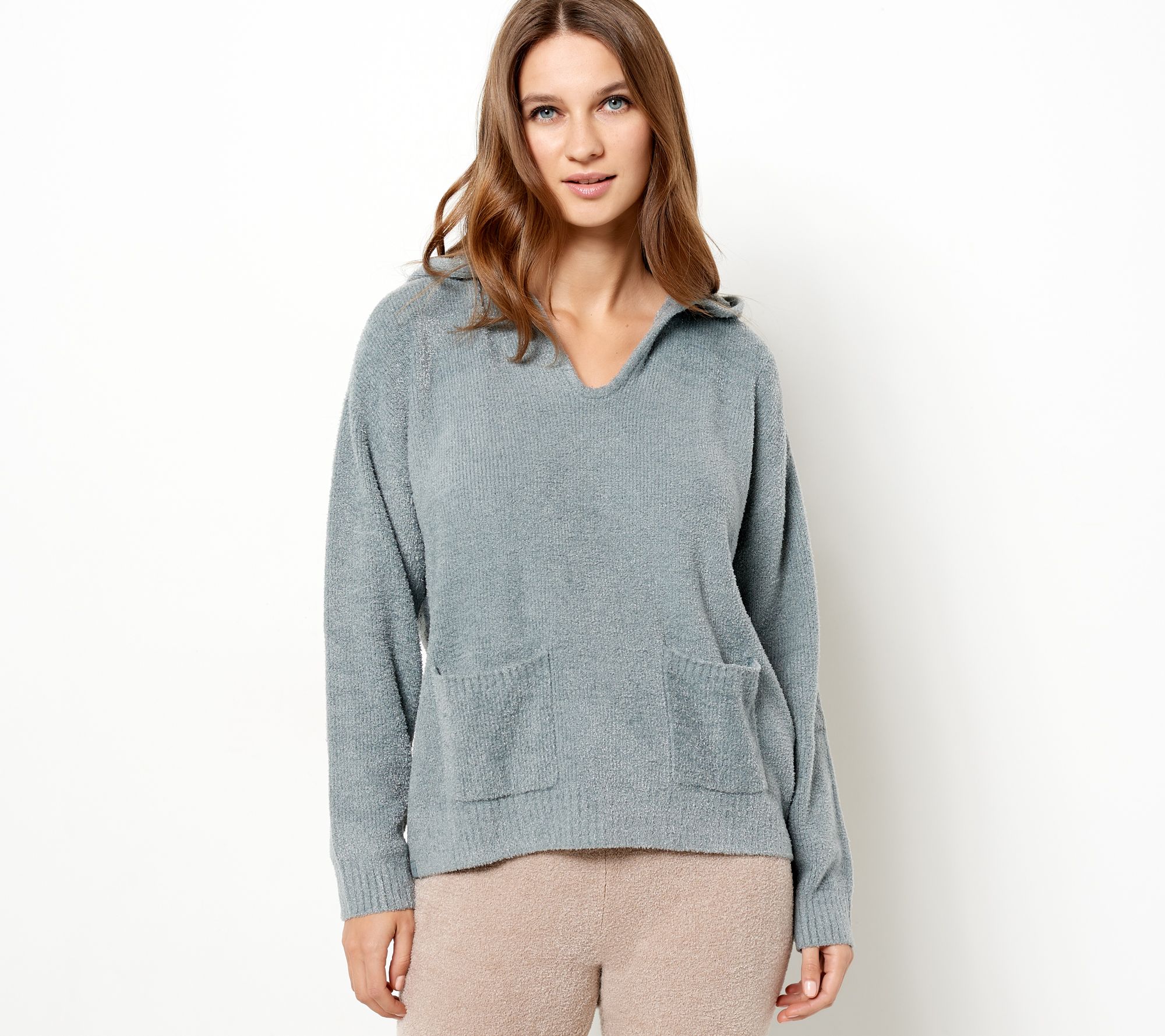 Barefoot Dreams CozyChic Lite Patch Pocket Hooded Pullover