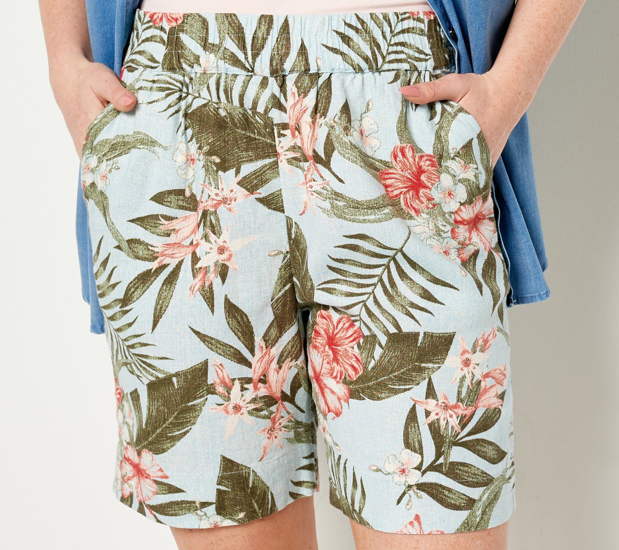Denim & Co. Naturals Linen Blend Shorts with Pockets - QVC.com