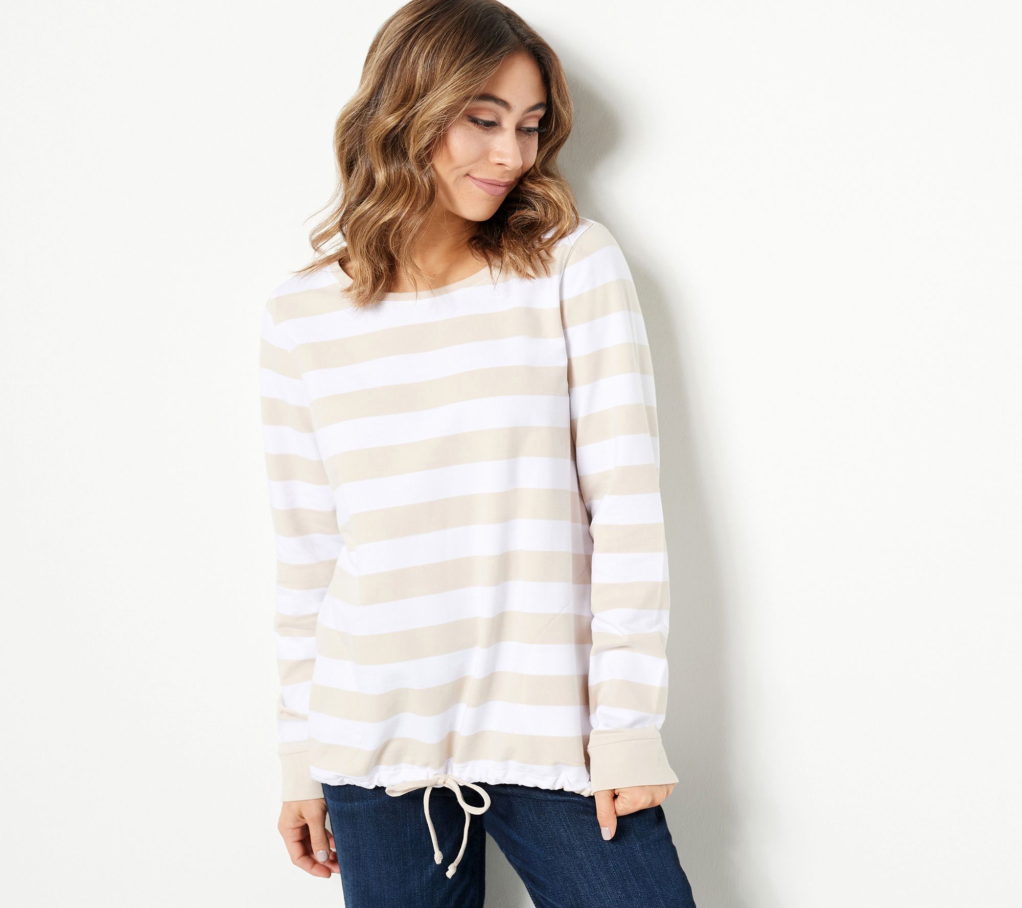 "As Is" Belle Beach by Kim Gravel French Terry Seaside Drawstring Top