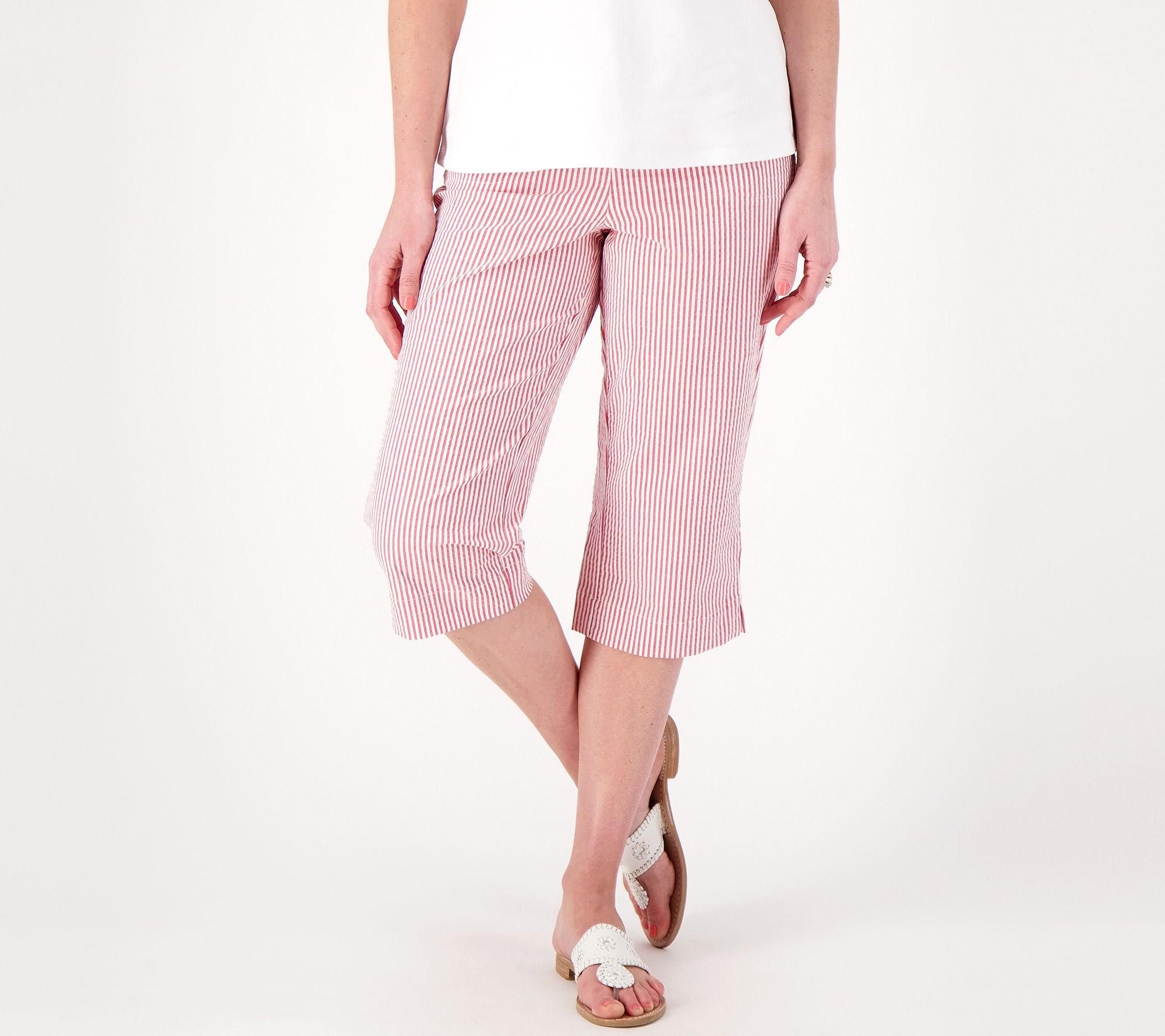 Cotton Fitted Capri - Pink plaid