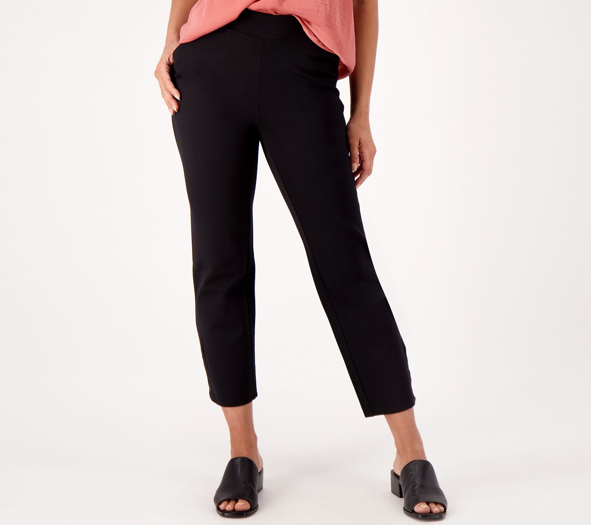 "As Is" Belle by Kim Gravel Regular Ponte Ankle Pant with Snap Detail