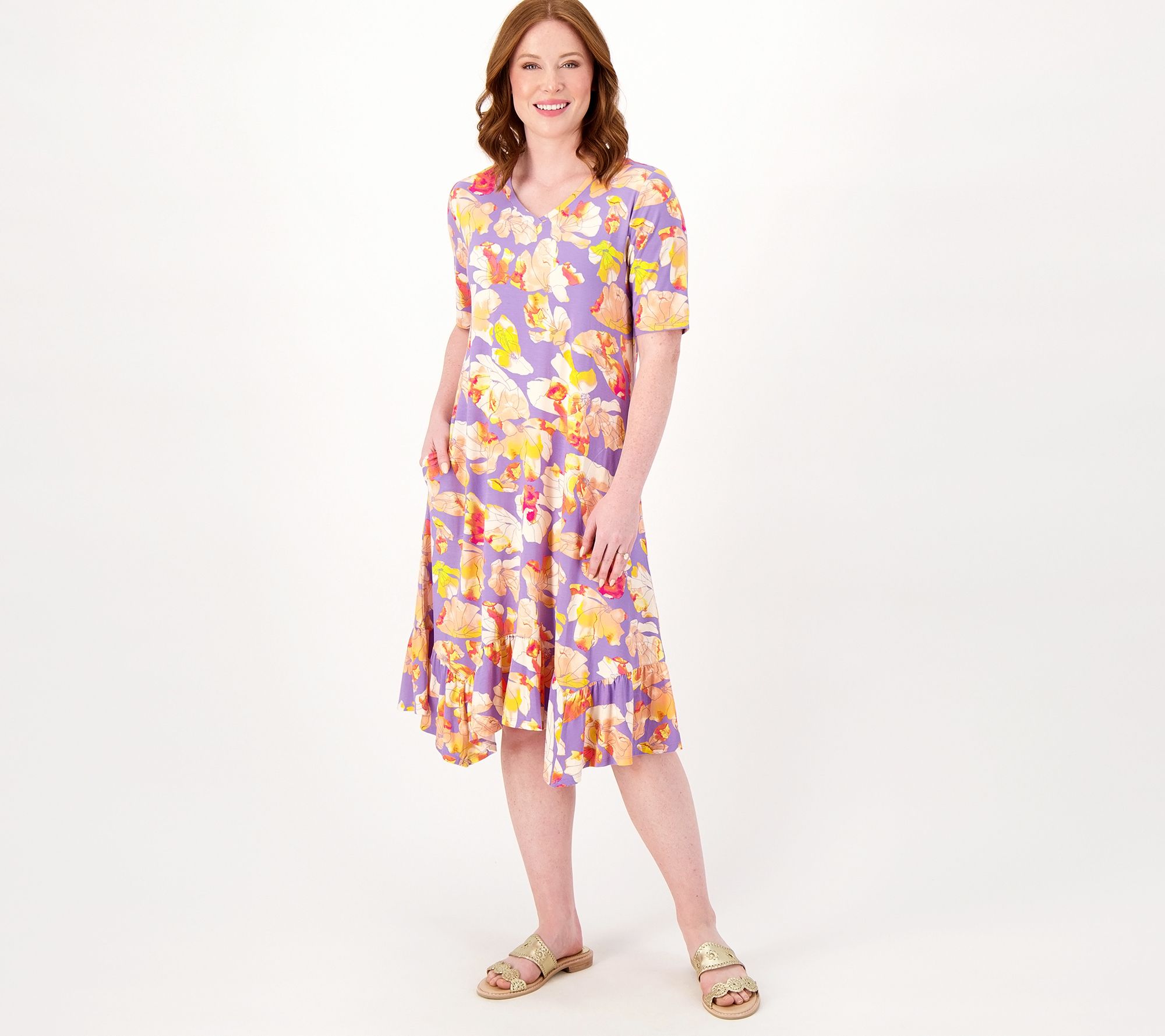 LOGO by Lori Goldstein Petite Rayon 230 Elbow Sleeve Dress