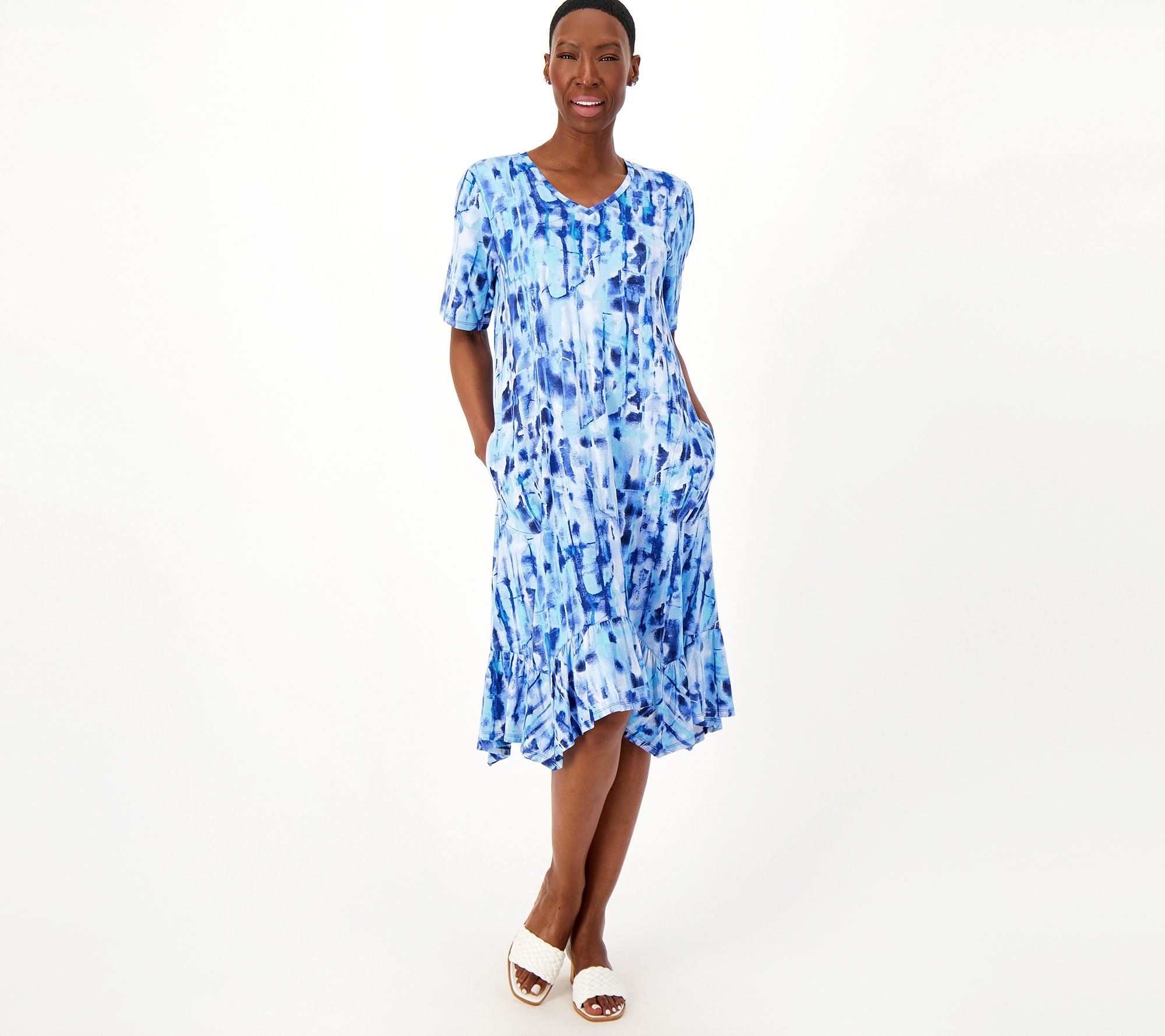 LOGO by Lori Goldstein Petite Rayon 230 Elbow Sleeve Dress