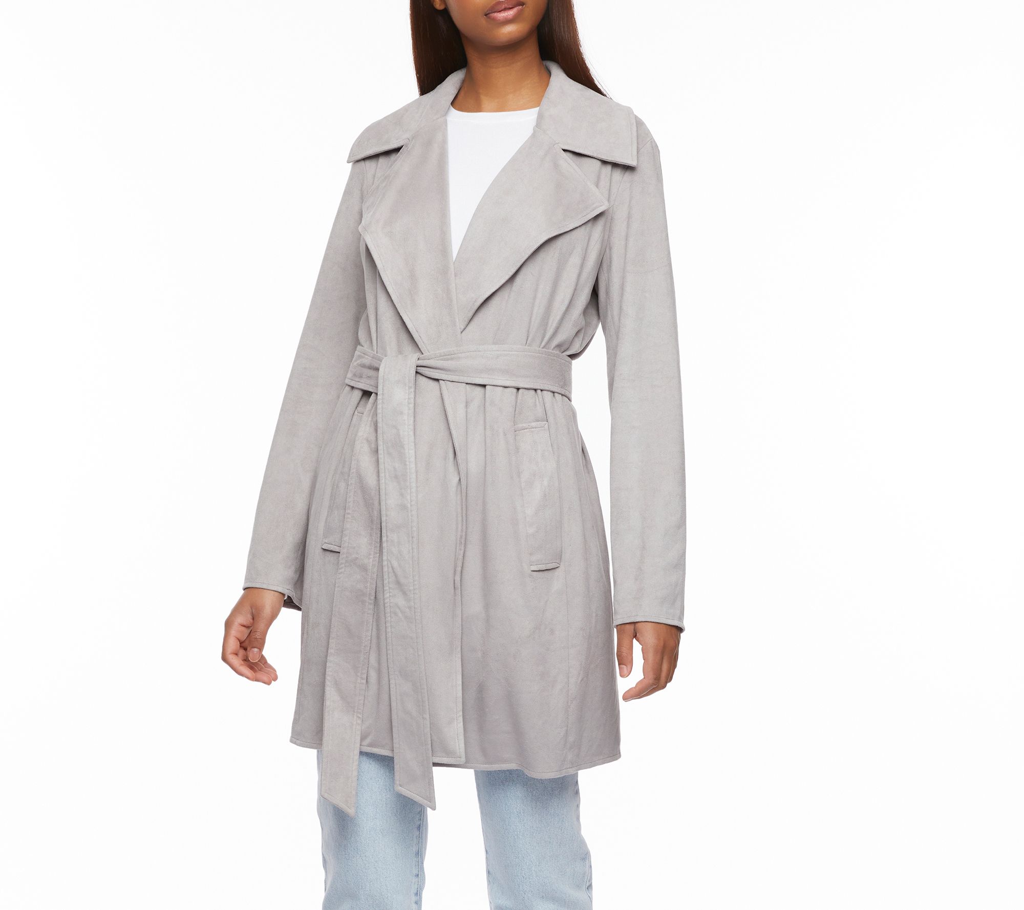 Bernardo Faux Suede Trench Coat