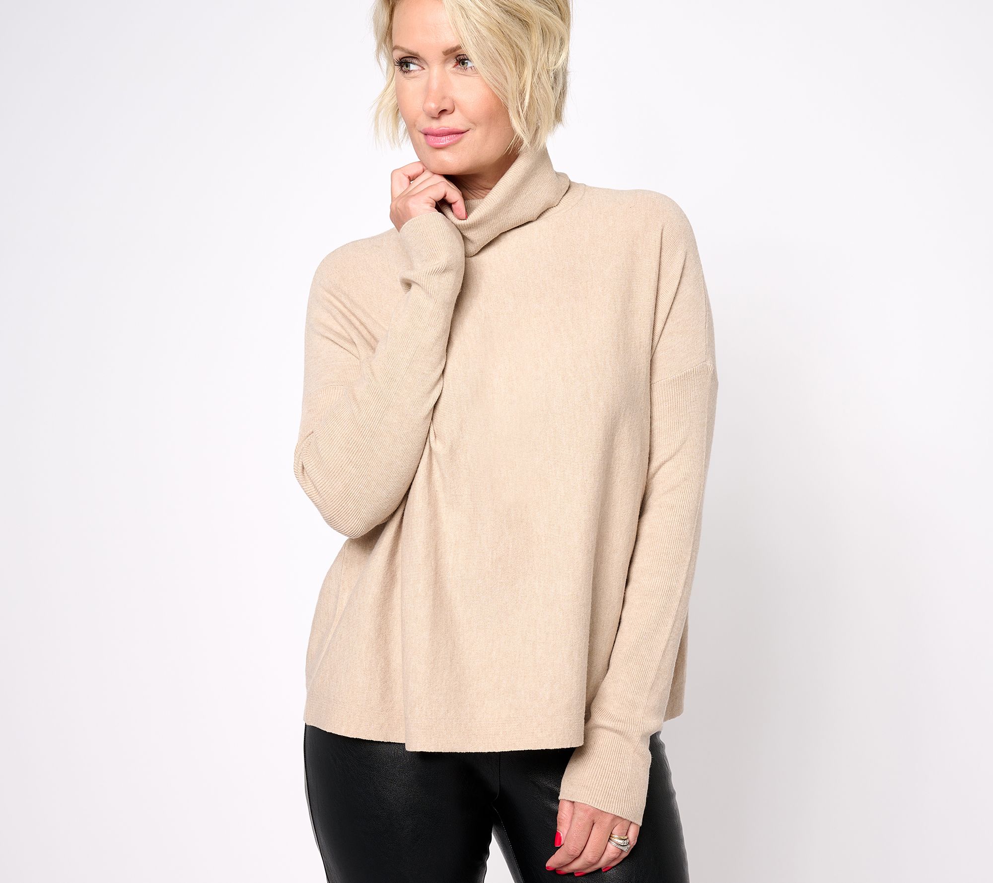 Peace Love World Black Label Turtleneck Swing Sweater