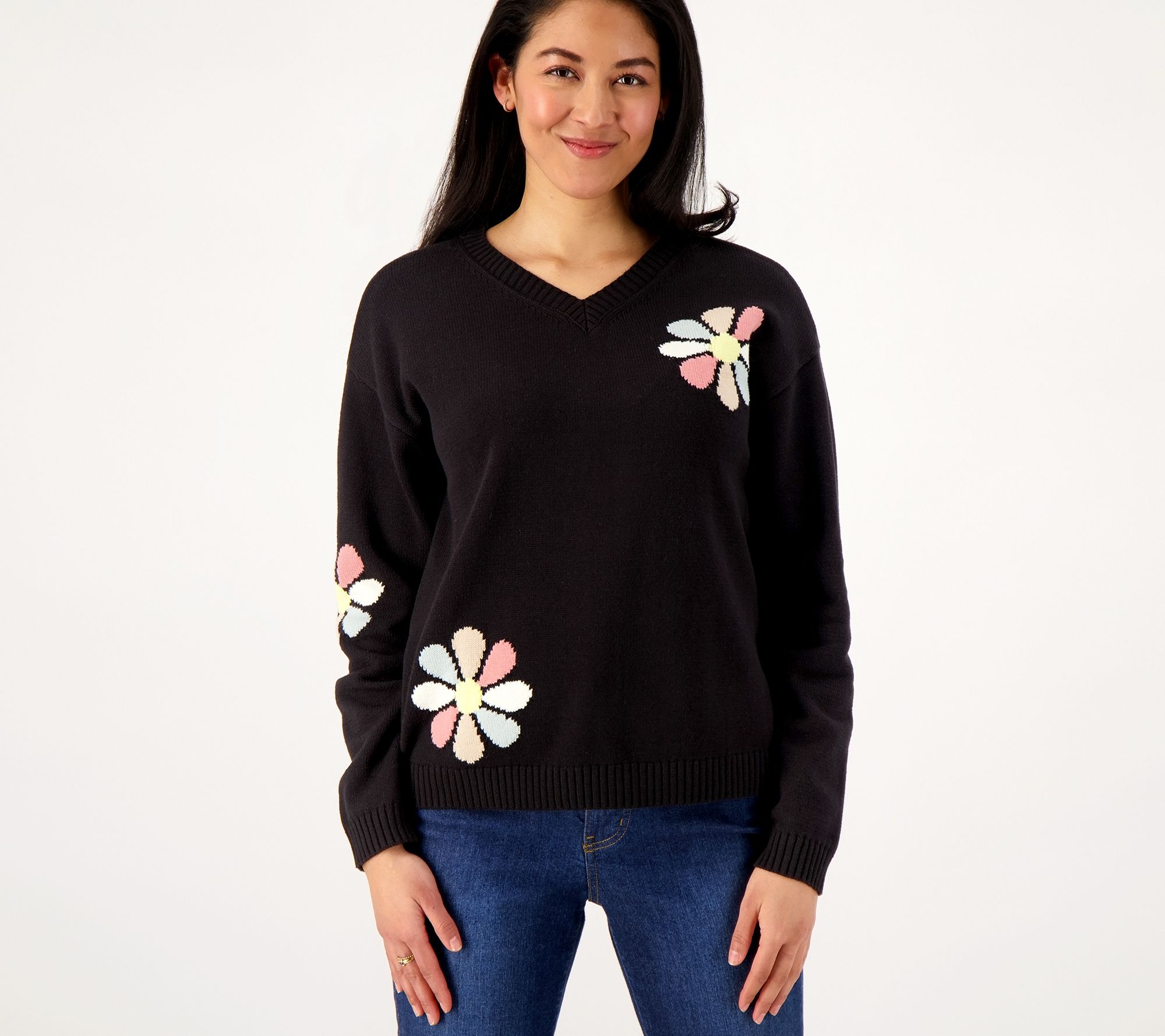 "As Is" Peace Love World Garden Party Floral Sweater